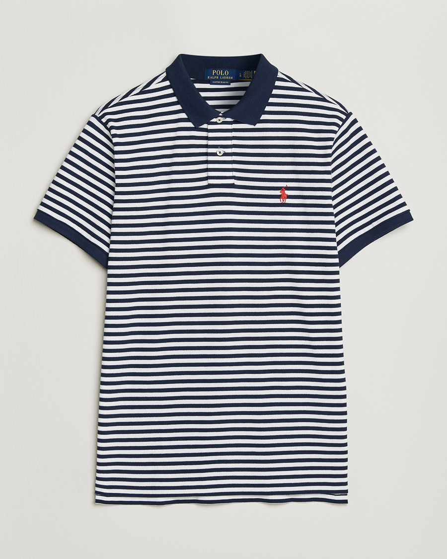 Herren | Poloshirts | Polo Ralph Lauren | Custom Slim Fit Striped Polo Navy/White