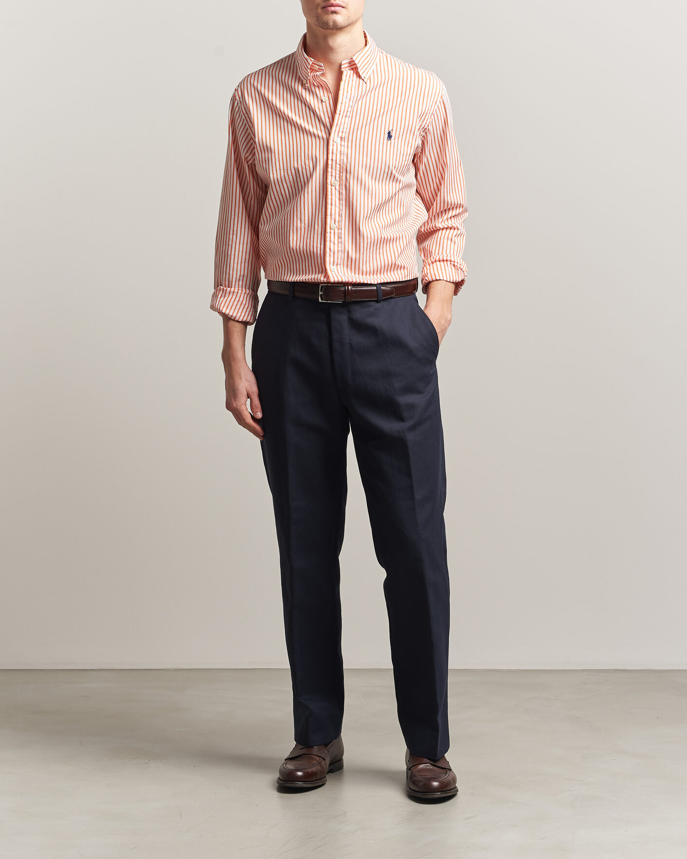 Herren | Hemden | Polo Ralph Lauren | Custom Fit Poplin Striped Shirt Kona Orange