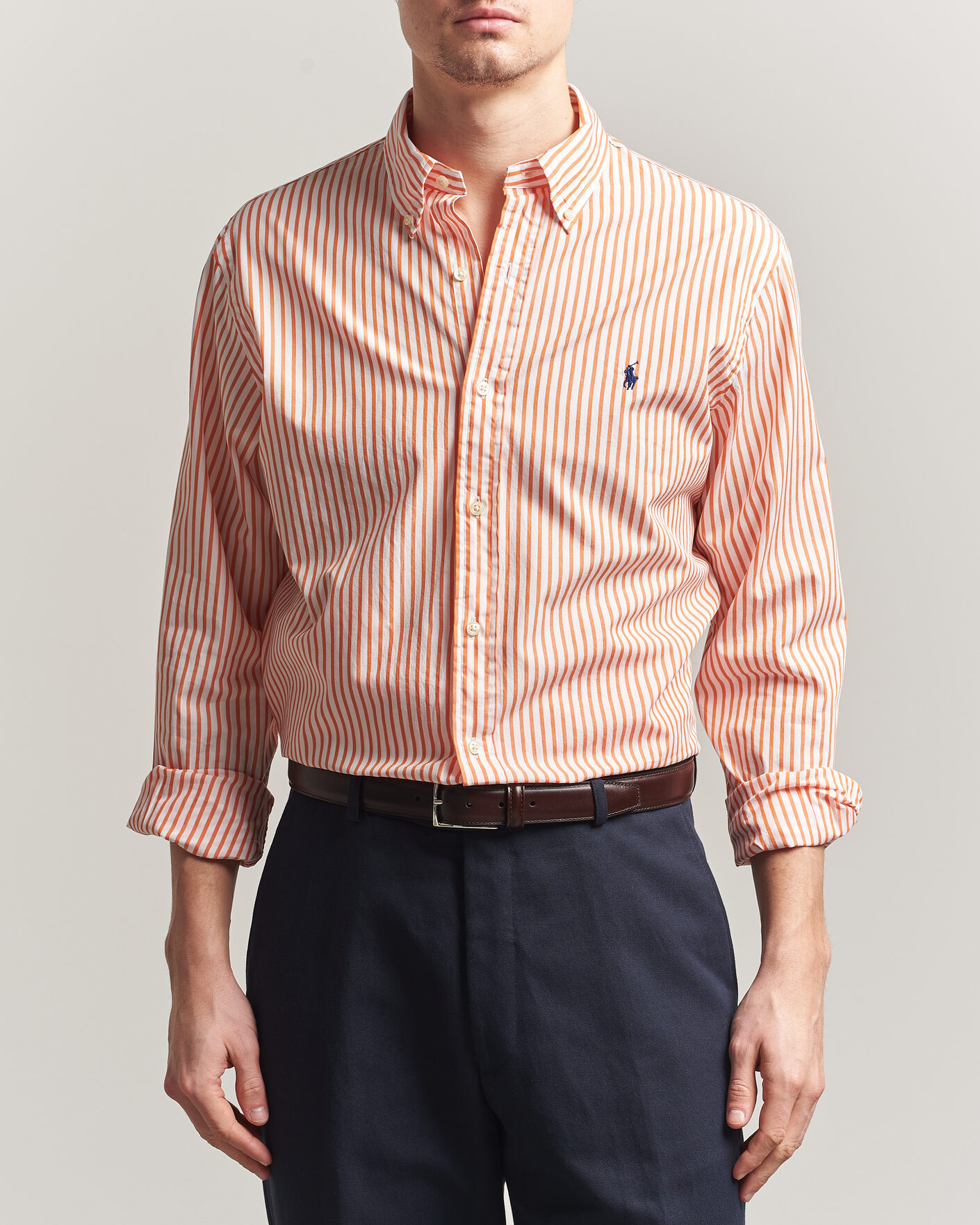 Herren | Hemden | Polo Ralph Lauren | Custom Fit Poplin Striped Shirt Kona Orange