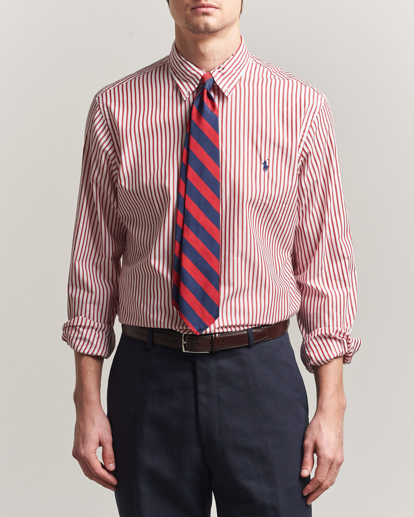 Herren | Hemden | Polo Ralph Lauren | Custom Fit Poplin Striped Shirt Bristol Red