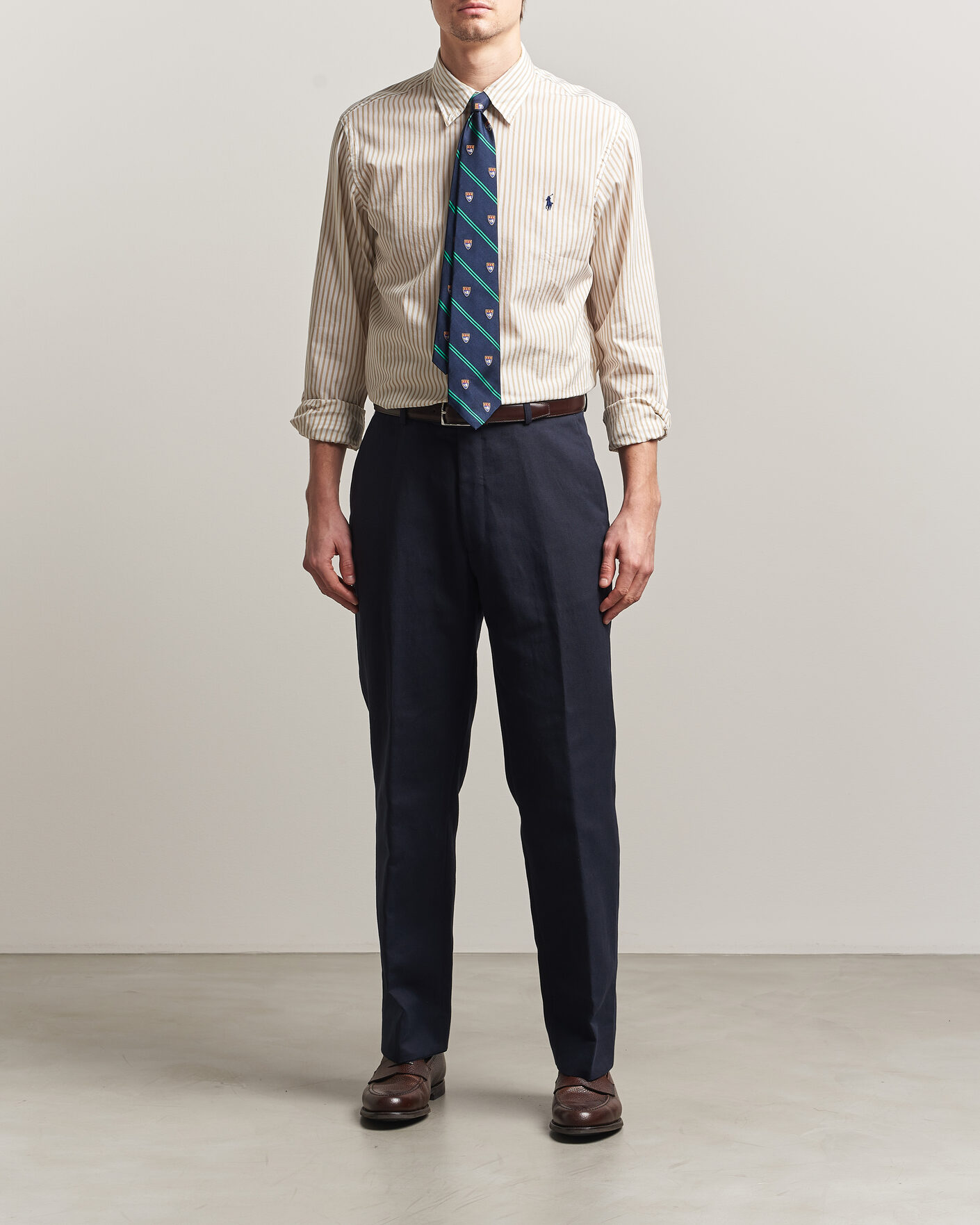 Herren | Hemden | Polo Ralph Lauren | Custom Fit Poplin Striped Shirt Coastal Beige