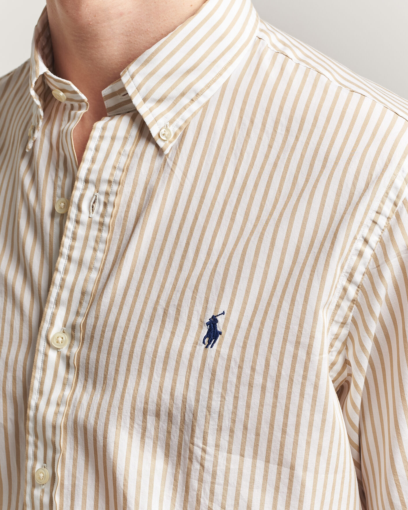 Herren | Hemden | Polo Ralph Lauren | Custom Fit Poplin Striped Shirt Coastal Beige