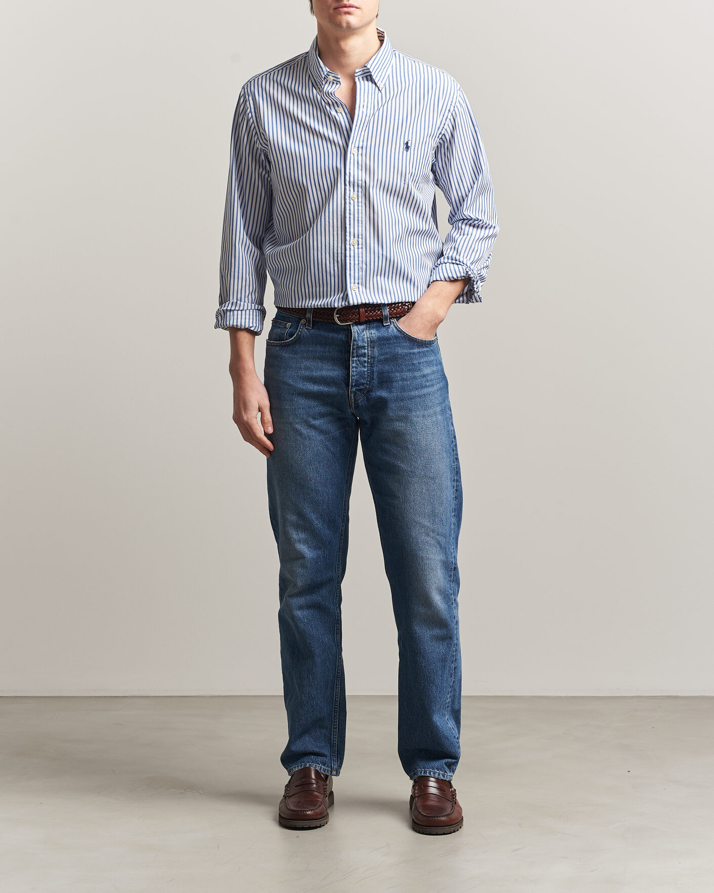 Herren | Hemden | Polo Ralph Lauren | Custom Fit Poplin Striped Shirt Blue