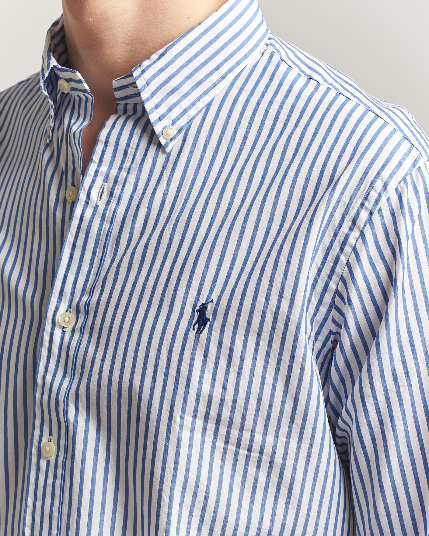 Herren | Hemden | Polo Ralph Lauren | Custom Fit Poplin Striped Shirt Blue