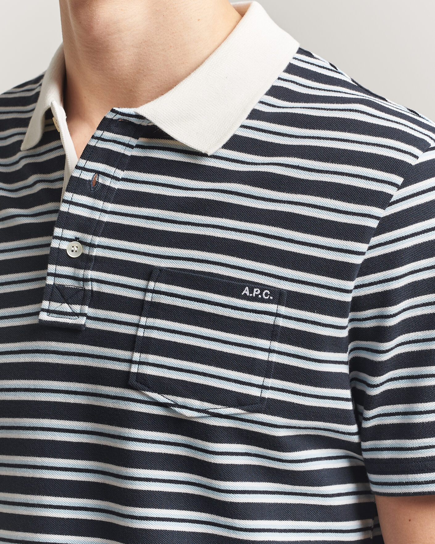Herren | Poloshirts | A.P.C. | Oscar Striped Polo Dark Navy