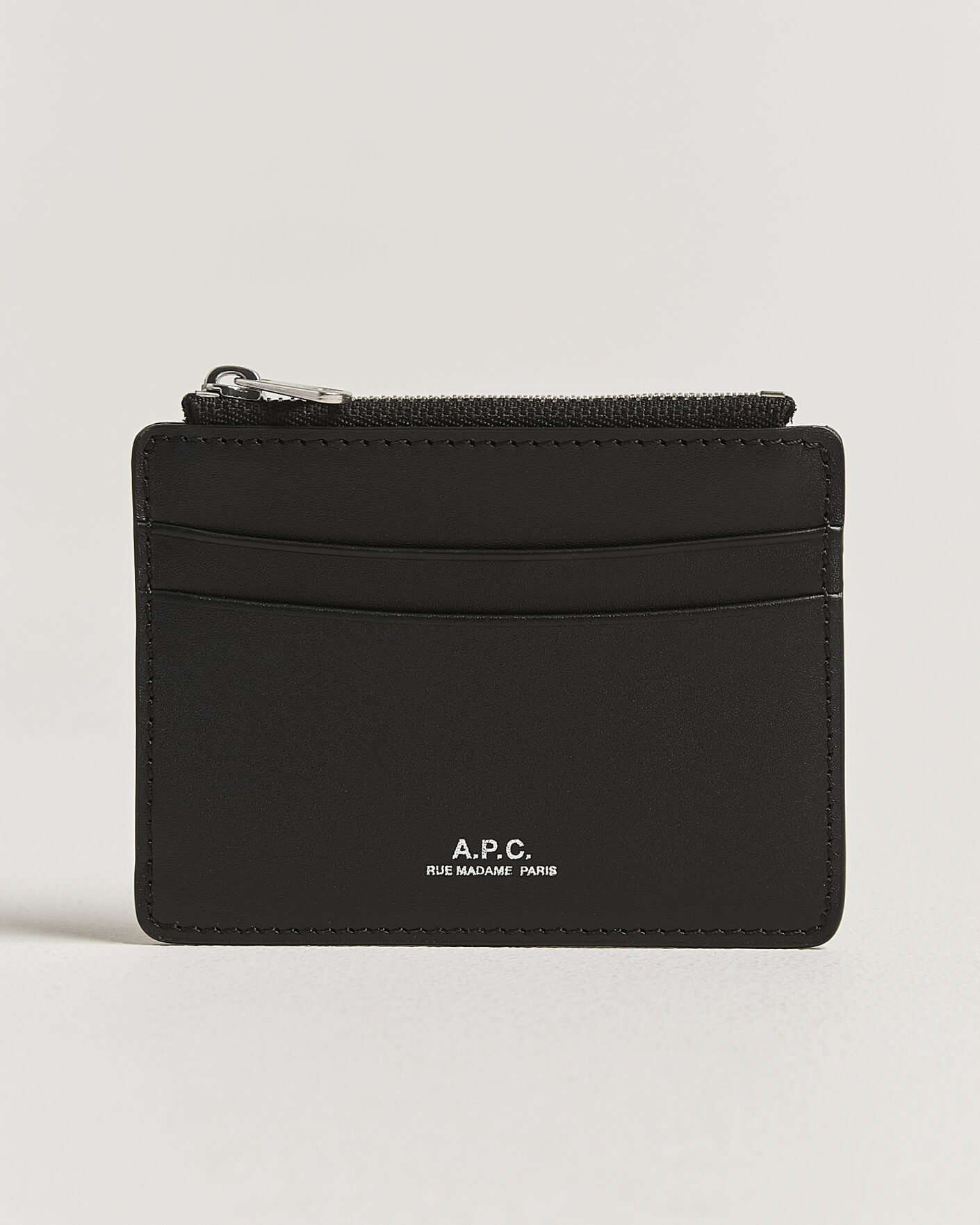 Herren | Geldbörsen | A.P.C. | Zip Calf Leather Card Holder Black