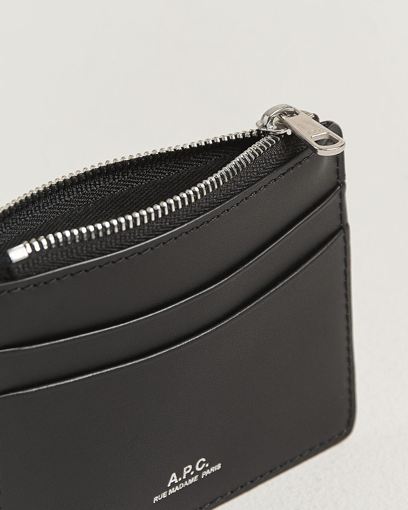 Herren | Geldbörsen | A.P.C. | Zip Calf Leather Card Holder Black