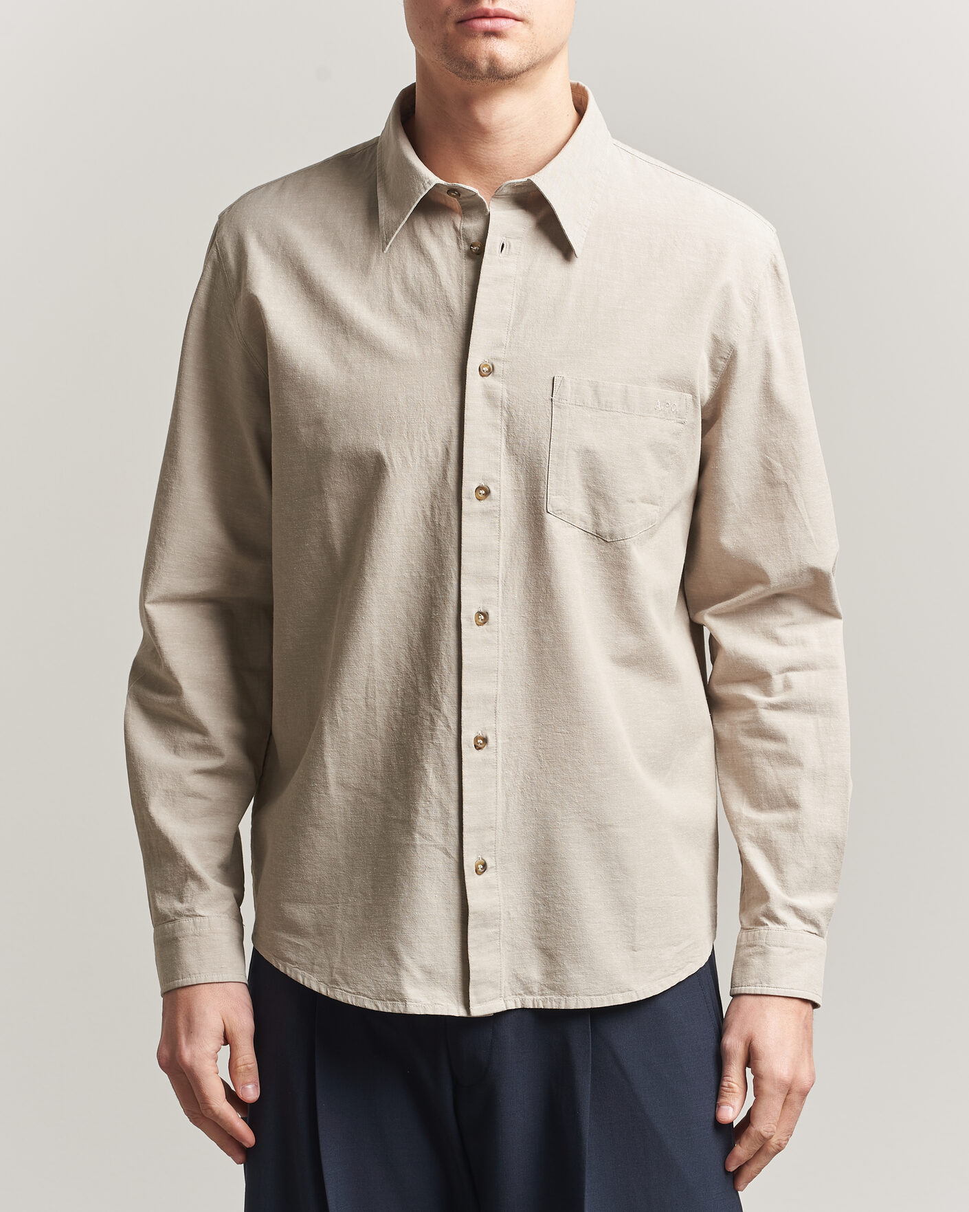 Herren | Hemden | A.P.C. | Harris Cotton/Linen Shirt Sage Green