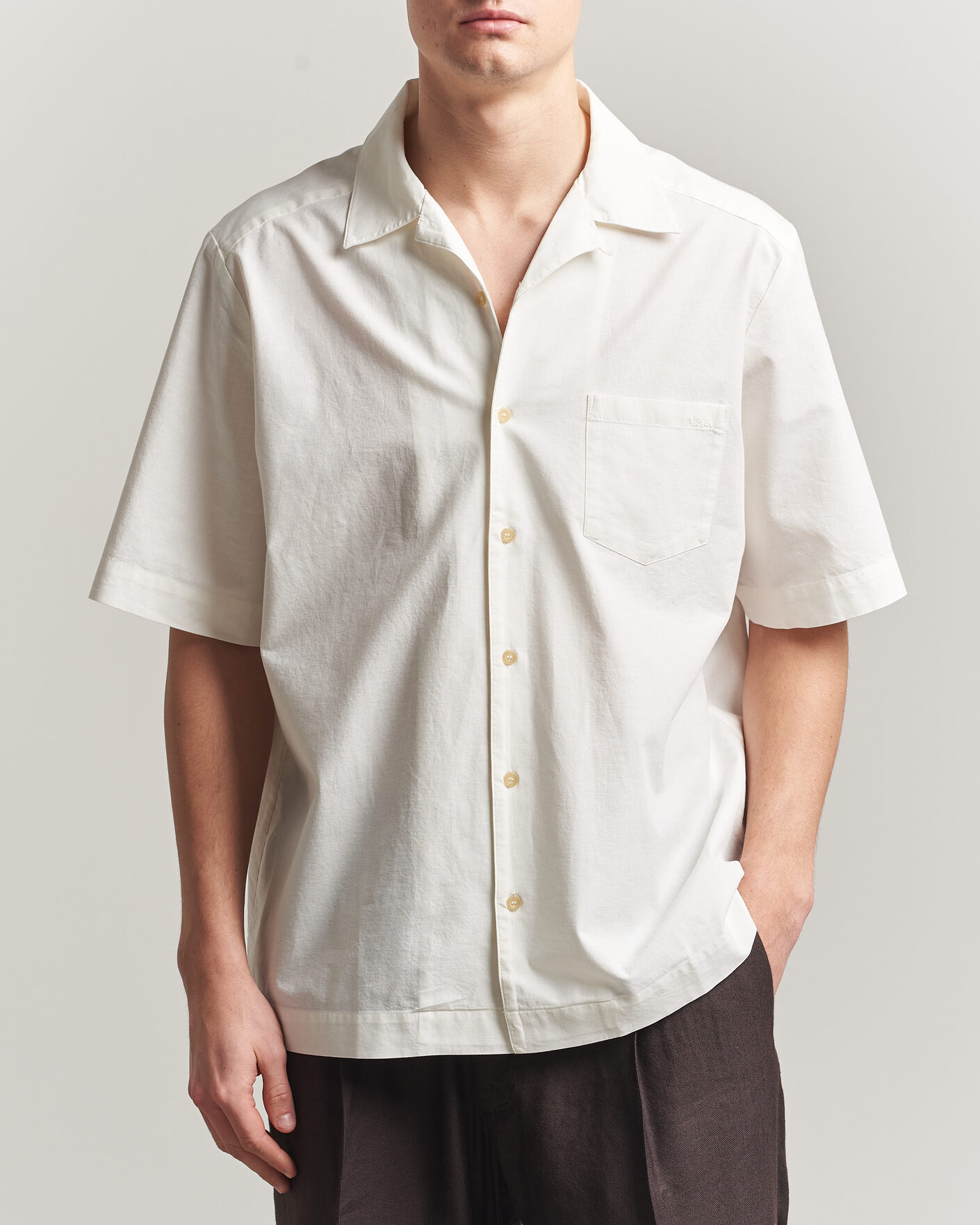 Herren | Hemden | A.P.C. | Jude Cotton/Linen Short Sleeve Shirt White