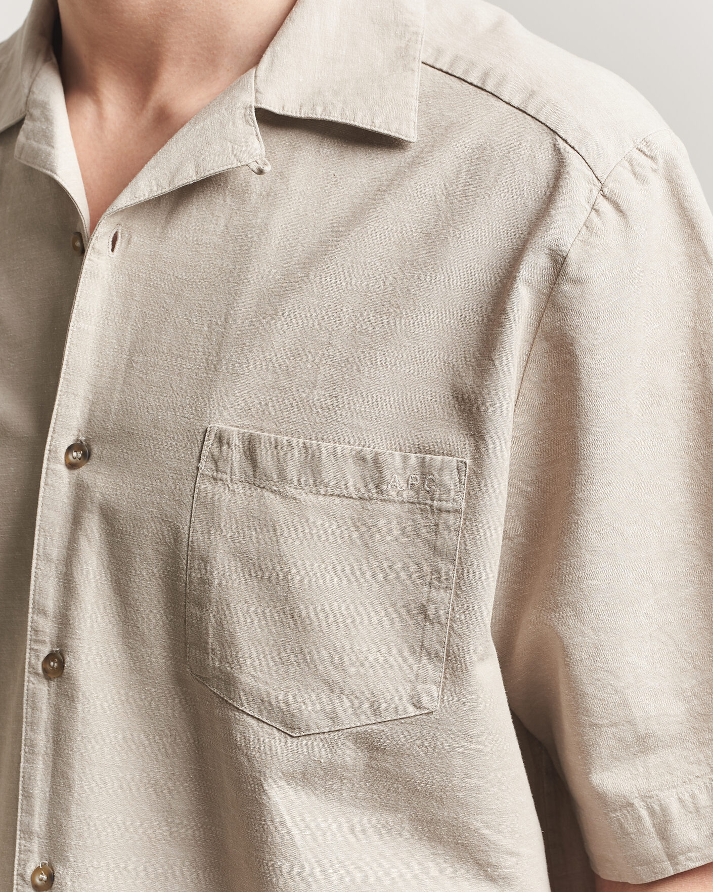 Herren | Hemden | A.P.C. | Jude Cotton/Linen Short Sleeve Shirt Sage Green
