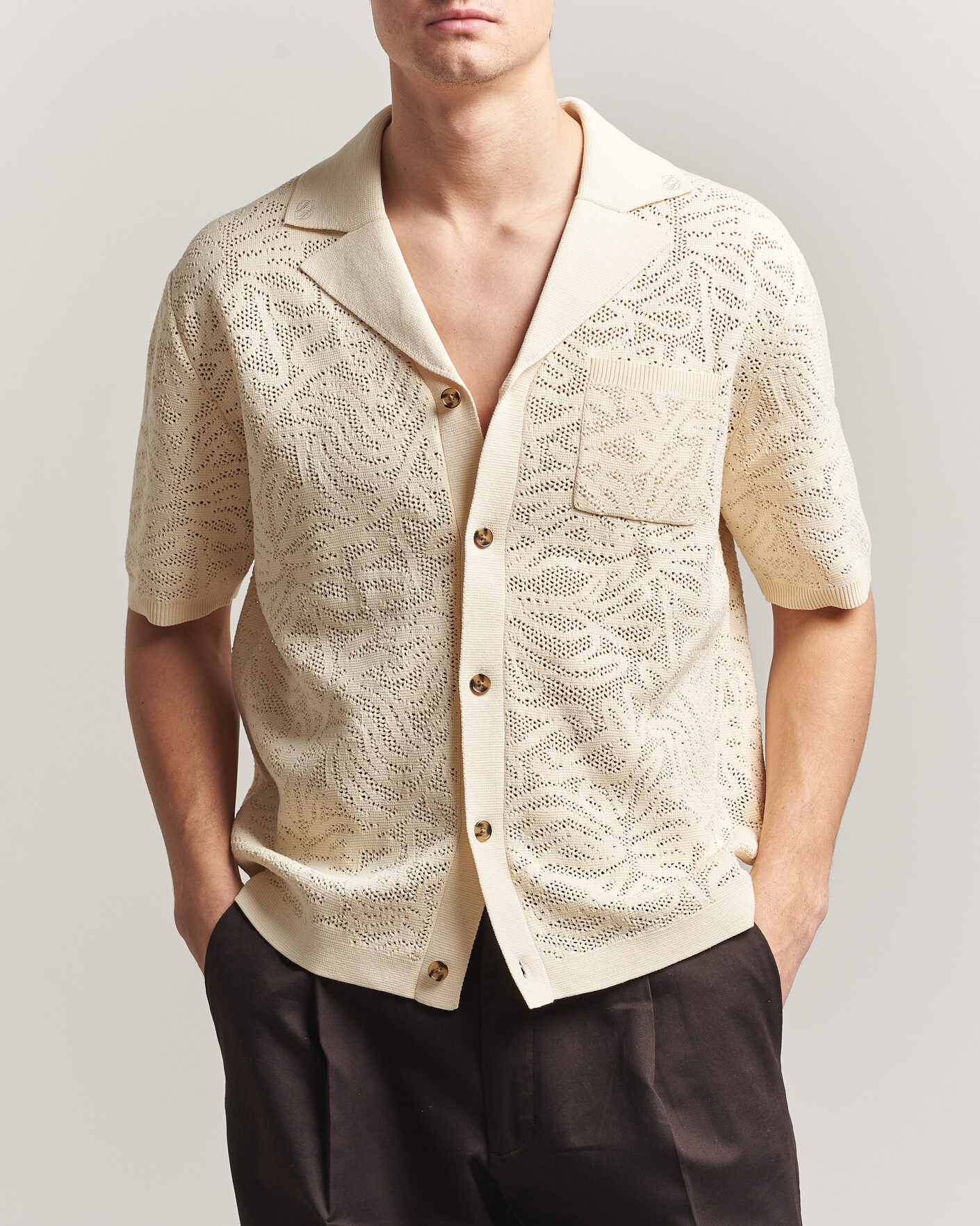 Herren | Hemden | Drôle de Monsieur | Knitted Resort Shirt Off White