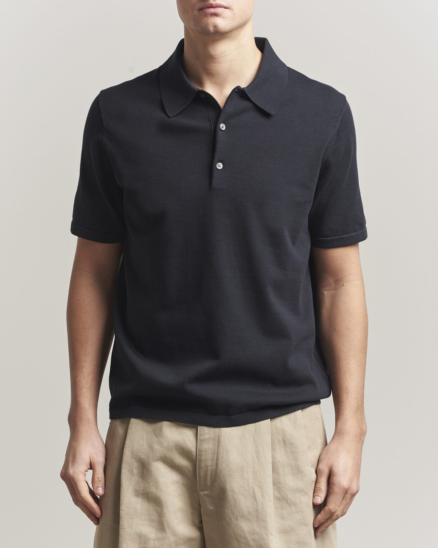 Herren | Poloshirts | Tiger of Sweden | Erros Cotton Knitted Polo Light Ink