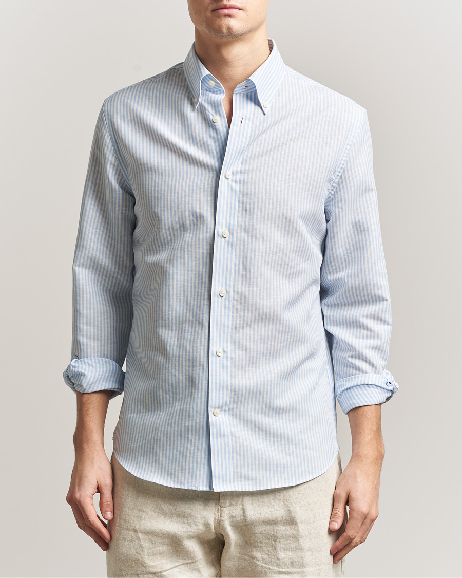 Herren | Hemden | Tiger of Sweden | Bjorn Cotton/Linen Striped Shirt Heaven