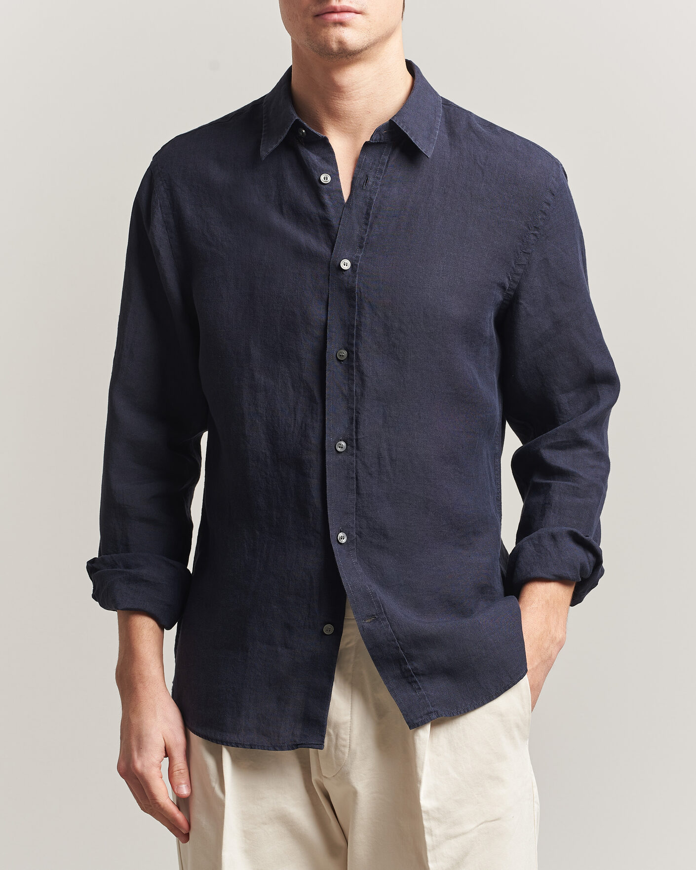 Herren | Hemden | Tiger of Sweden | Spenser Linen Shirt Midnight Blue