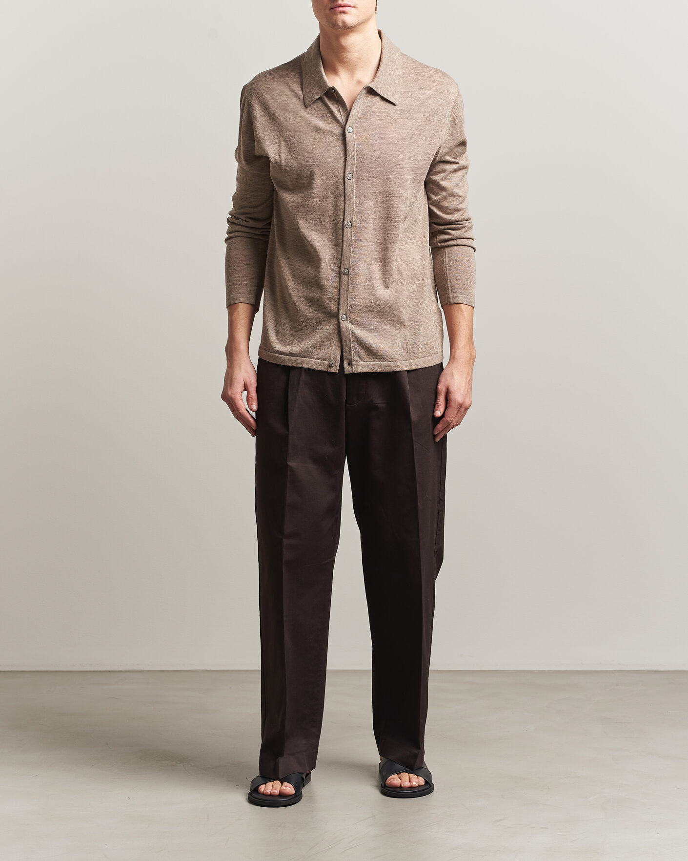 Herren | Pullover | Tiger of Sweden | Verklin Merino Knitted Cardigan Beige Melange