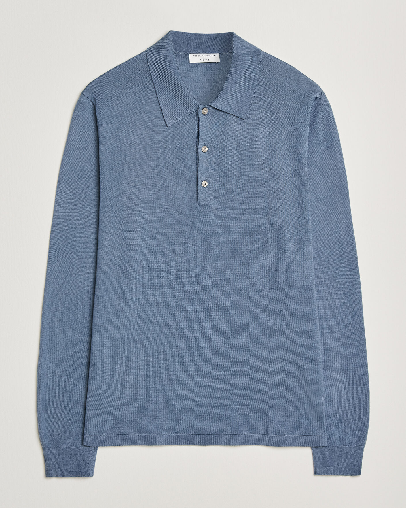 Herren | Pullover | Tiger of Sweden | Eross Merino Knitted Polo Dull Blue