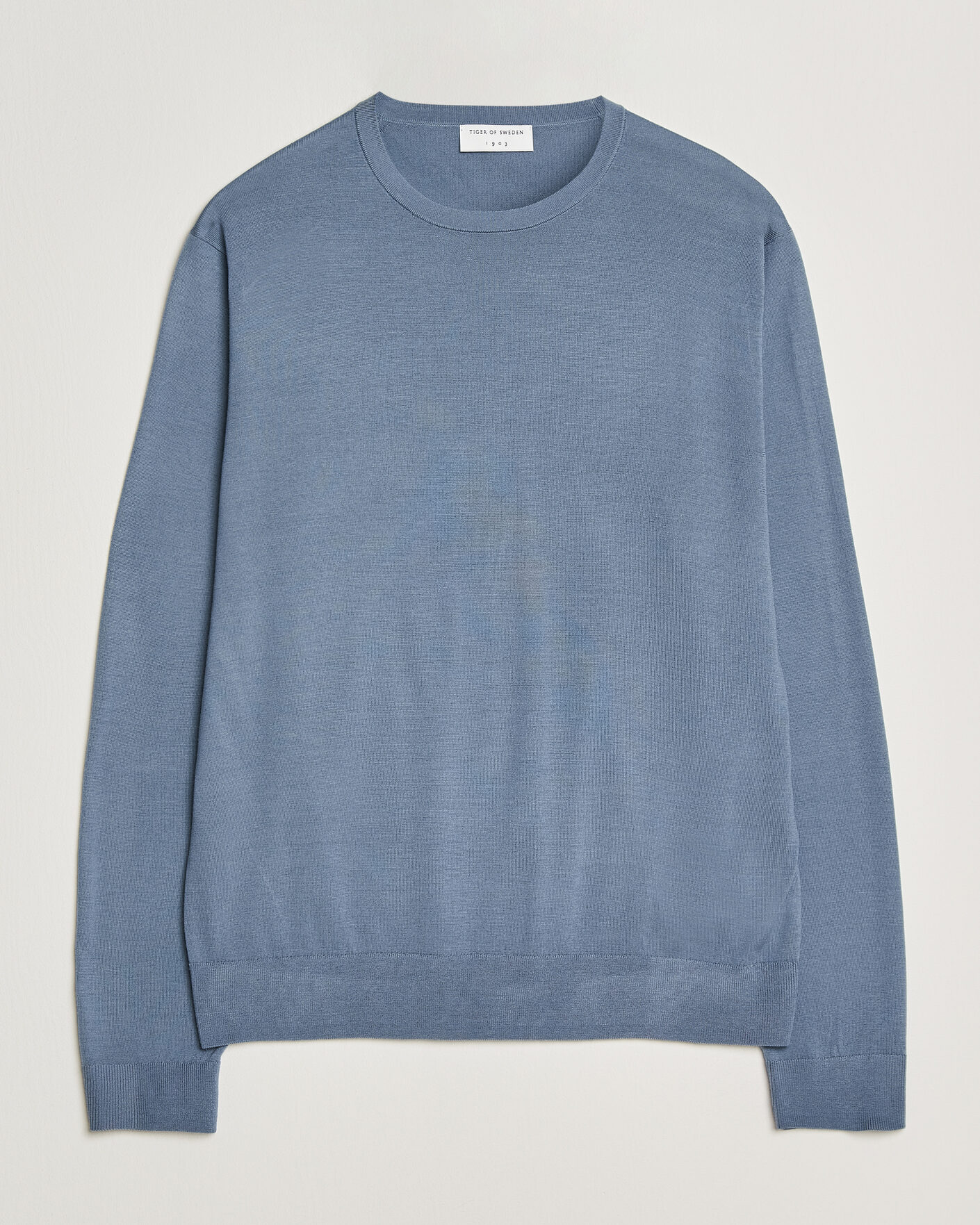 Herren | Pullover | Tiger of Sweden | Connor Merino Knitted Crew Neck Dull Blue