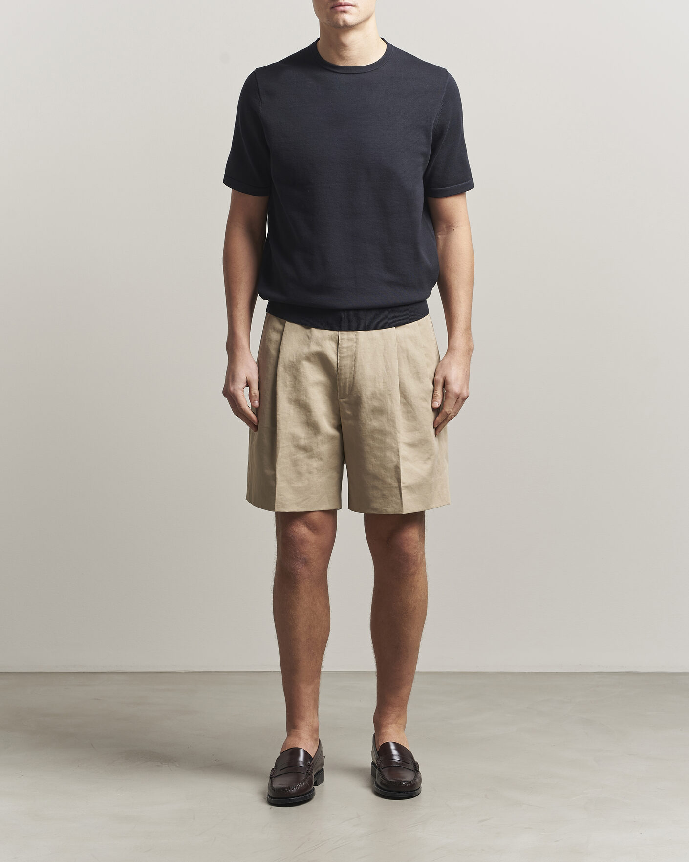 Herren | T-Shirts | Tiger of Sweden | Connor Cotton Knitted T-Shirt Light Ink