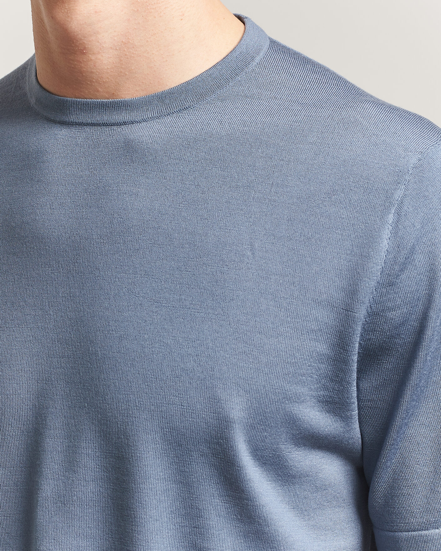 Herren | T-Shirts | Tiger of Sweden | Connor Merino Knitted T-Shirt Dull Blue