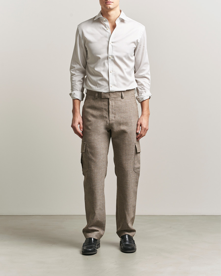 Herren | Hosen | Tiger of Sweden | Mend Wool/Linen Cargo Trousers Sawgrass Brown