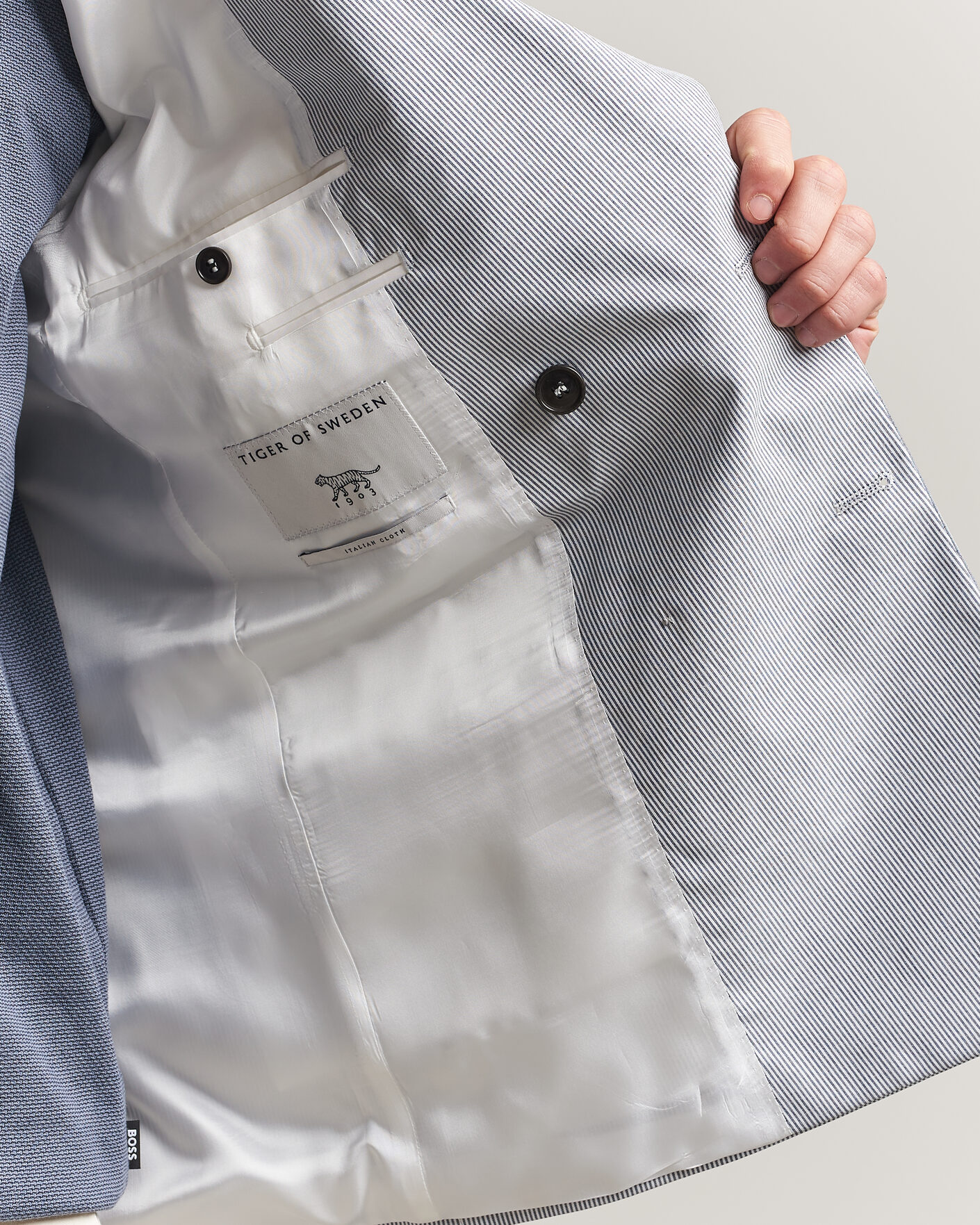 Herren | Sakkos | Tiger of Sweden | Ease Cotton Double Breasted Blazer Thunder Blue