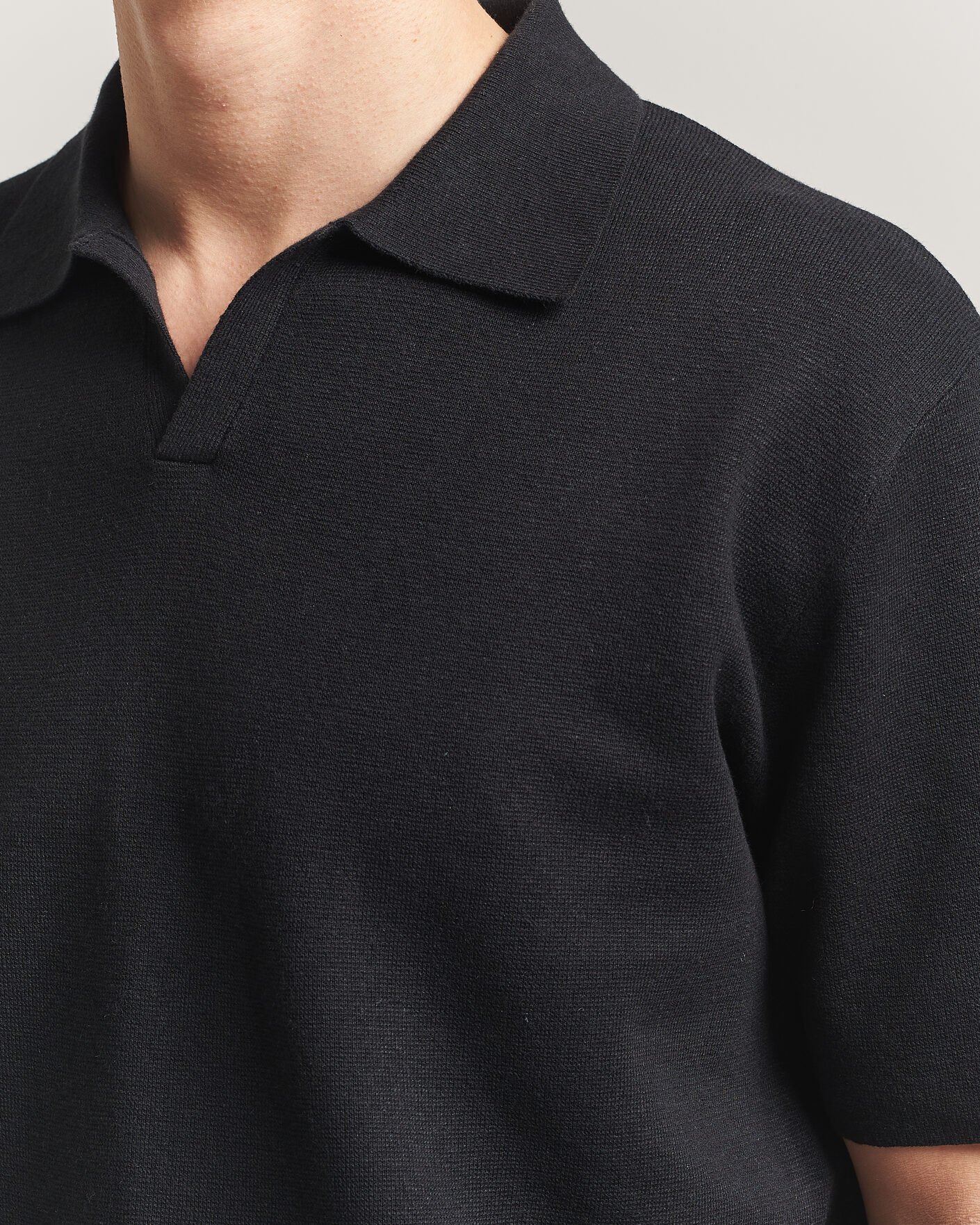 Herren | Poloshirts | Tiger of Sweden | Maelon Cotton/Linen Knitted Polo Black