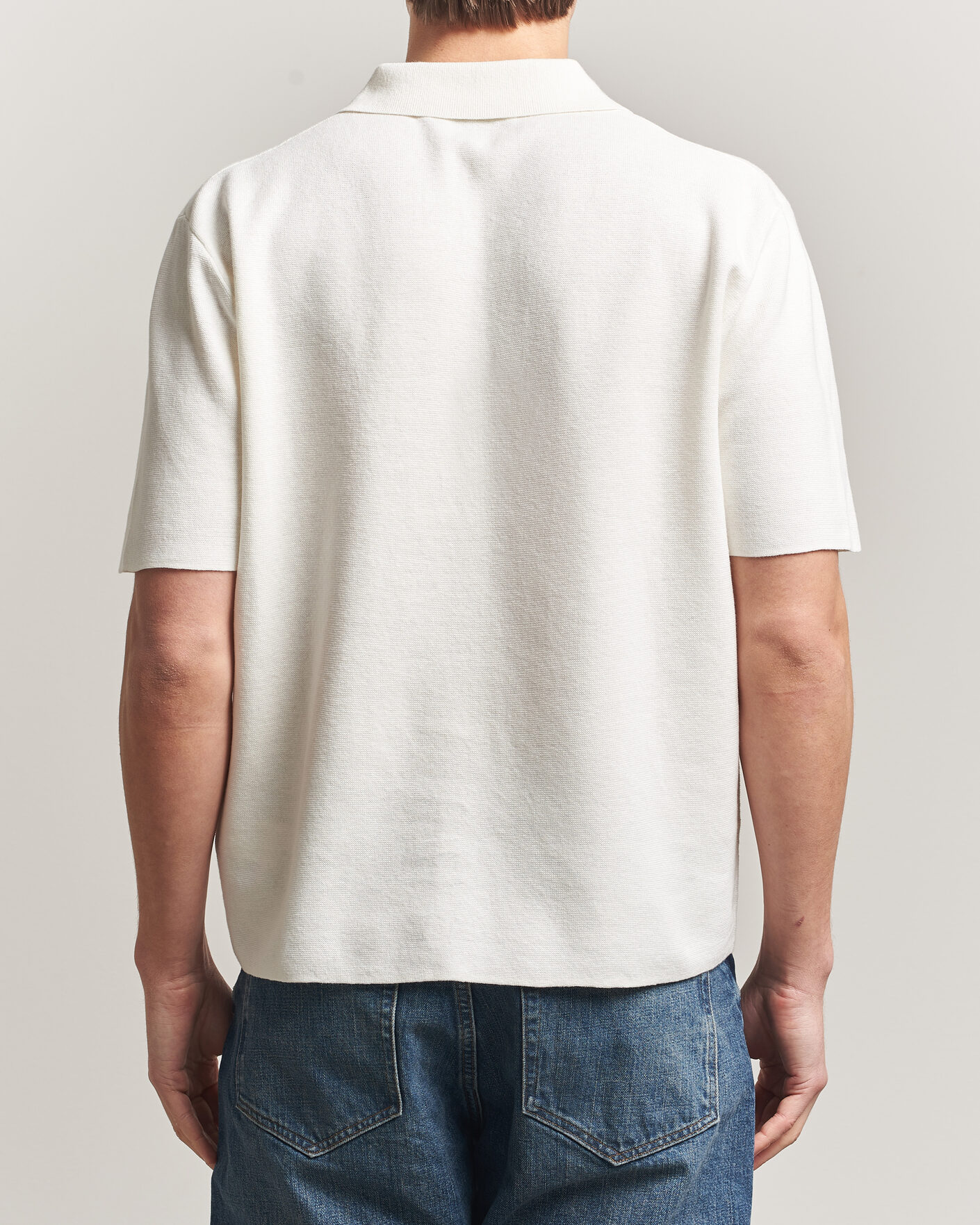 Herren | Poloshirts | Tiger of Sweden | Maelon Cotton/Linen Knitted Polo Pure White