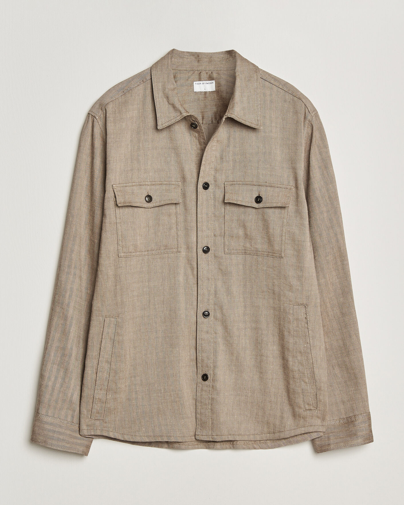 Herren | Hemden | Tiger of Sweden | Bishop Linen Overshirt Vintage Beige