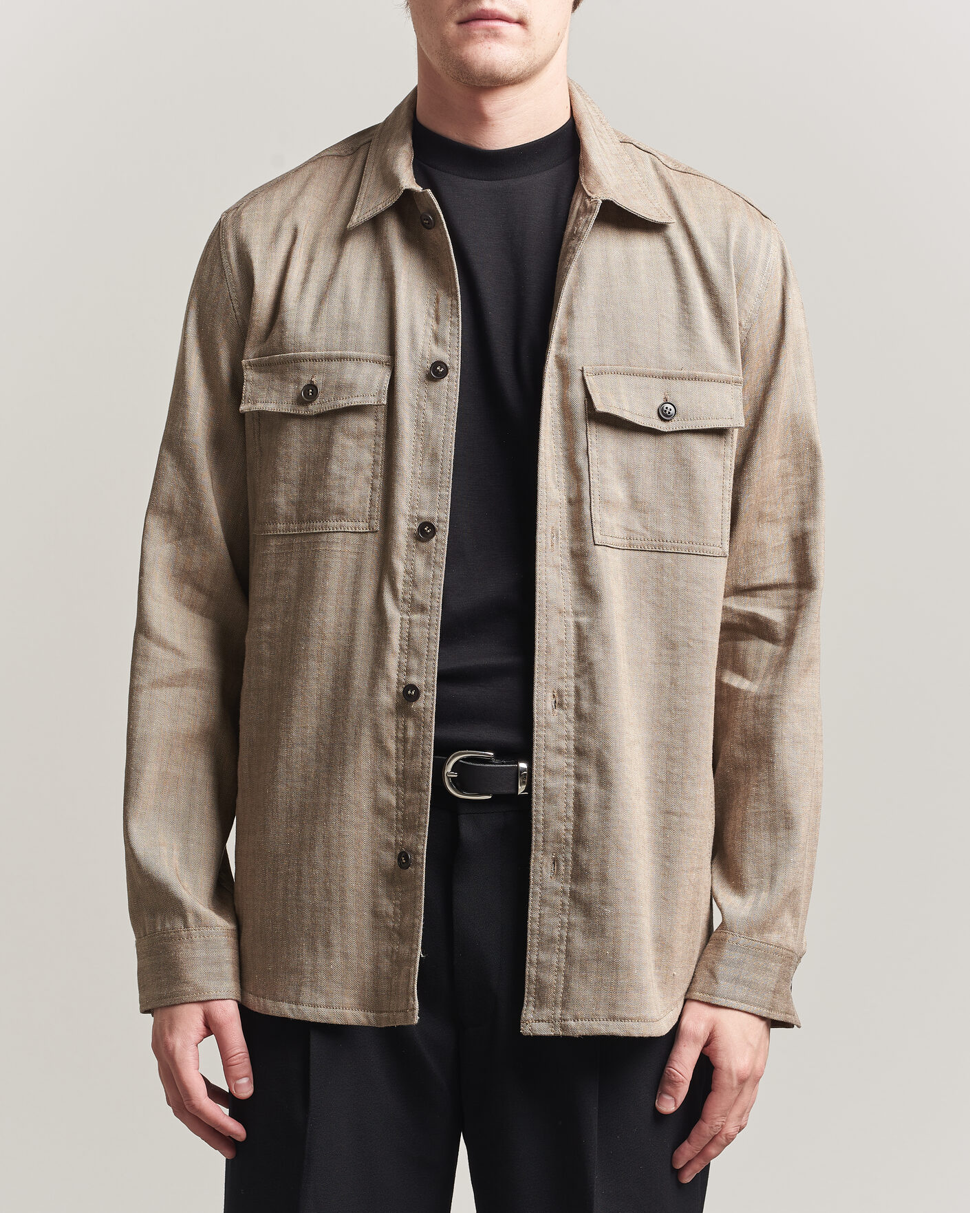 Herren | Hemden | Tiger of Sweden | Bishop Linen Overshirt Vintage Beige