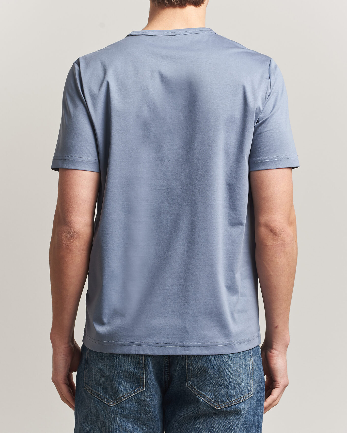 Herren | T-Shirts | Tiger of Sweden | Olaf Mercerized Cotton T-Shirt Dull Blue