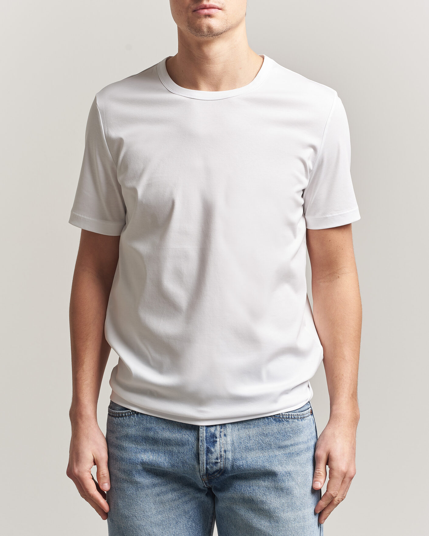Herren | T-Shirts | Tiger of Sweden | Olaf Mercerized Cotton T-Shirt Pure White