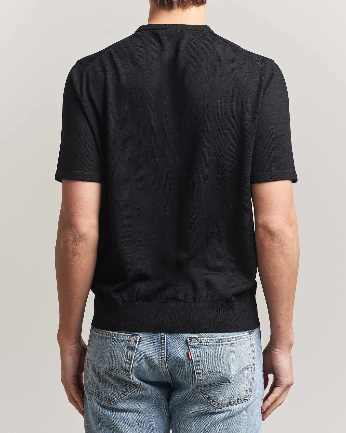 Herren | T-Shirts | Tiger of Sweden | Connor Knitted Crew Neck T-Shirt Black