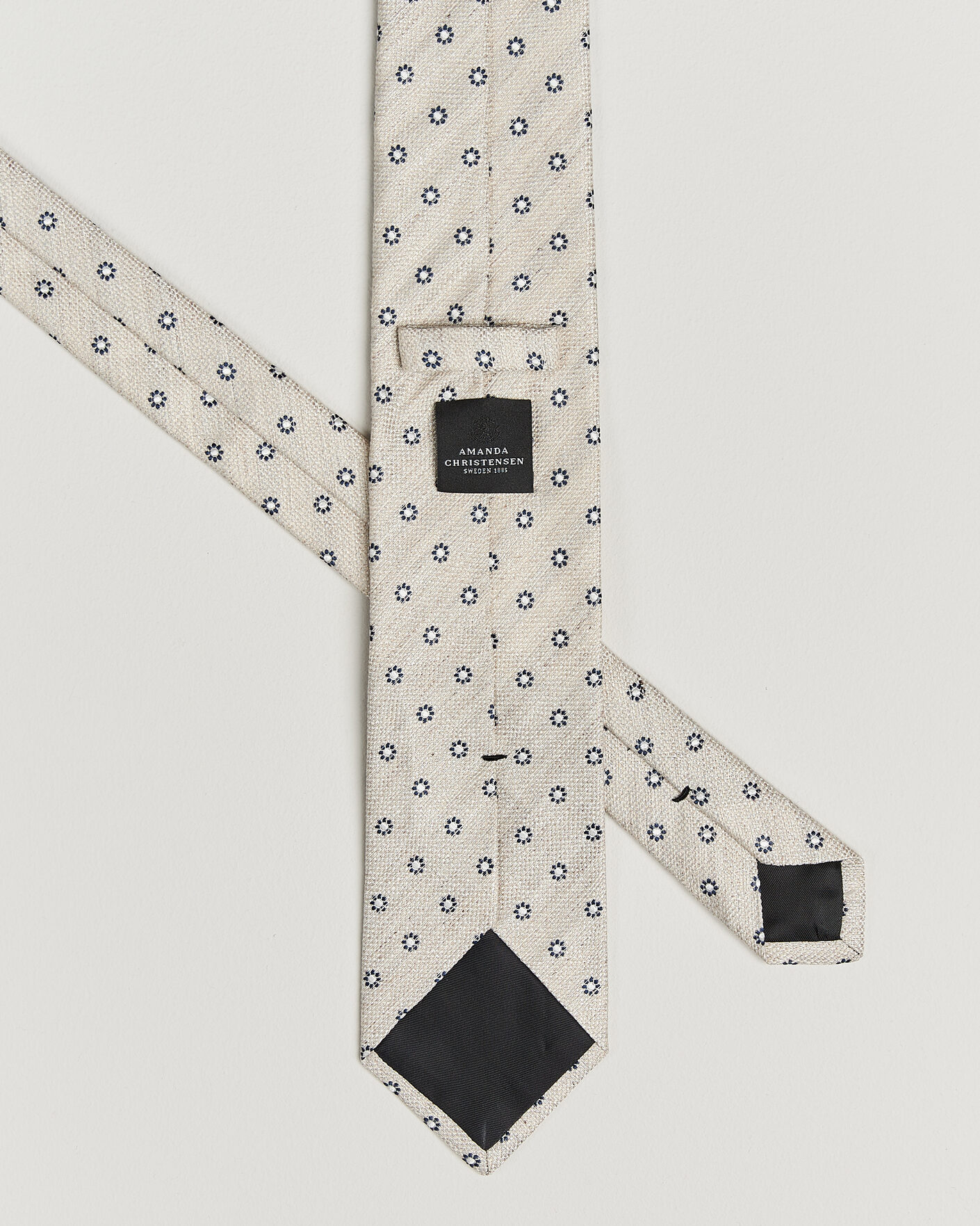Herren | Krawatten | Amanda Christensen | Silk/Linen 8cm Flower Tie Beige