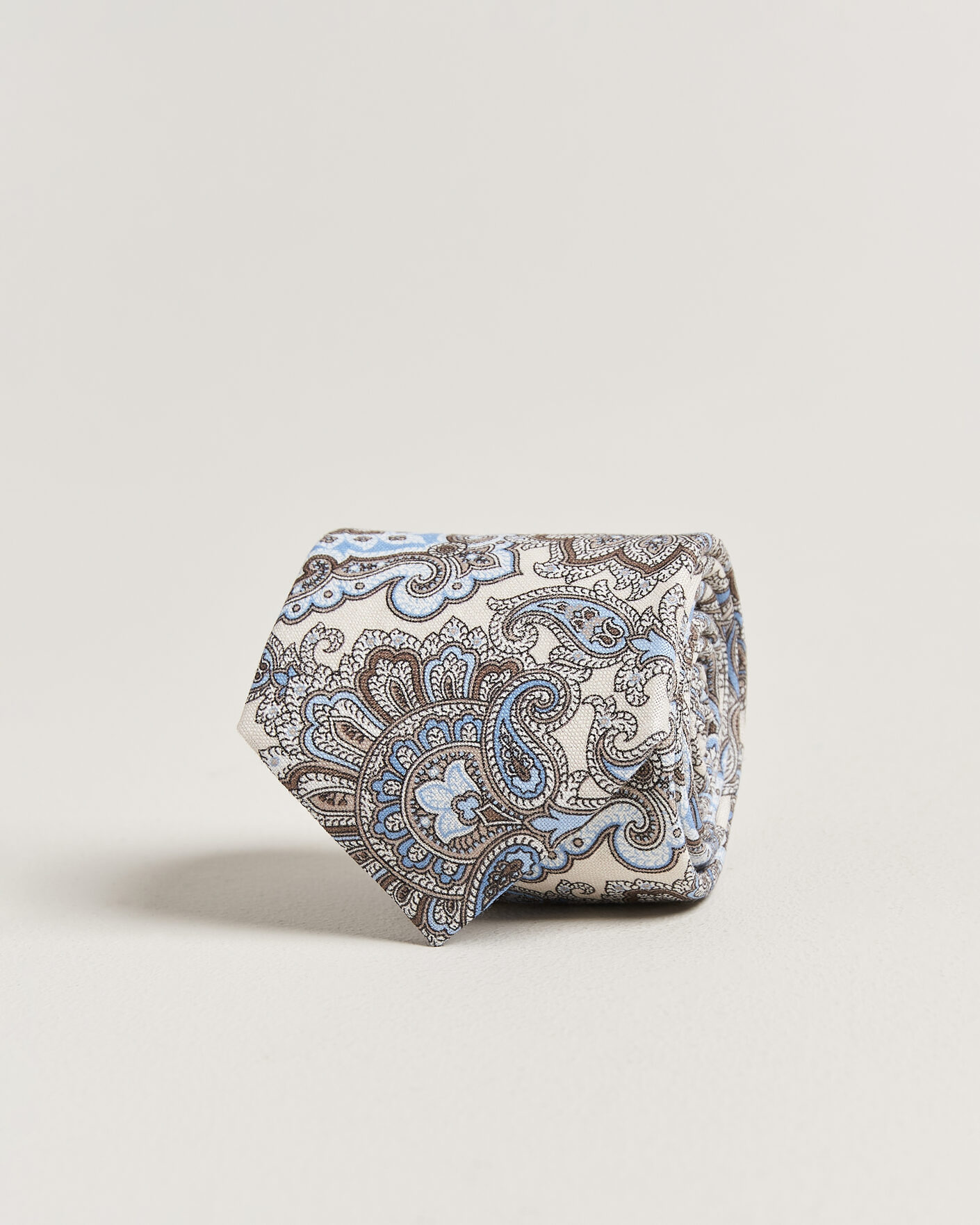 Herren | Krawatten | Amanda Christensen | Linen 8cm Paisley Tie Cream