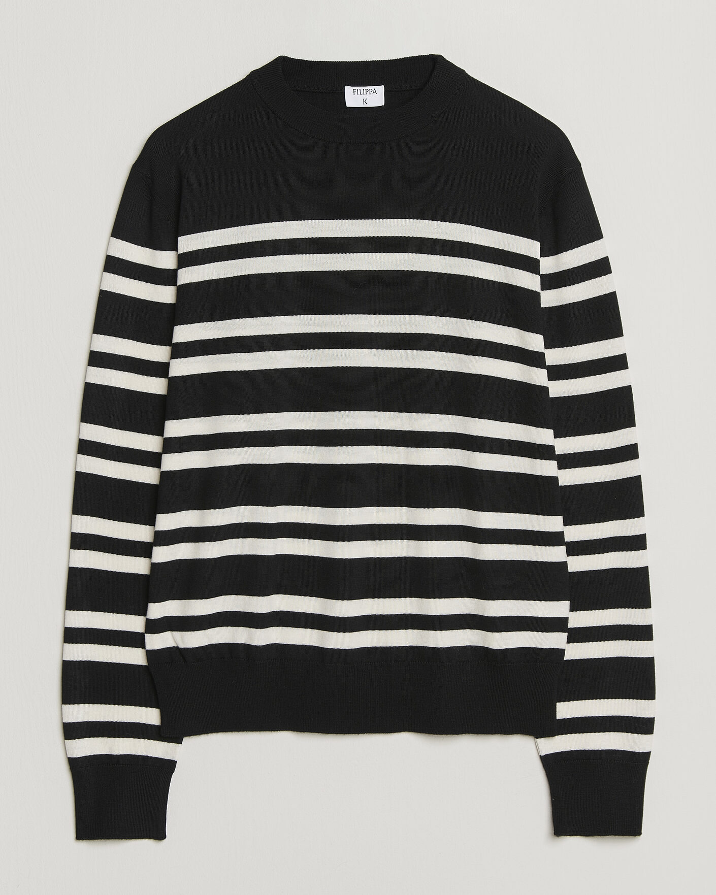 Herren | Pullover | Filippa K | Merino Knitted Striped Sweater Black/White