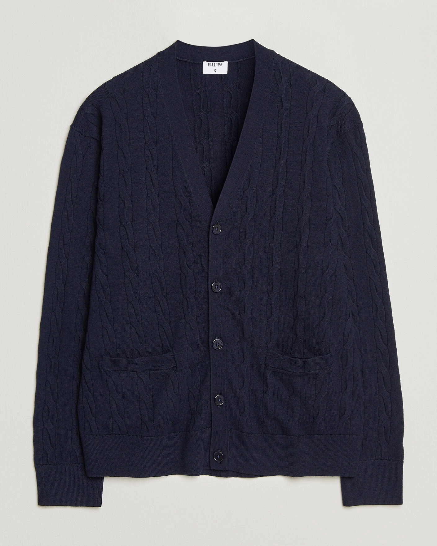 Herren | Pullover | Filippa K | Cotton/Merino Cable Cardigan Navy