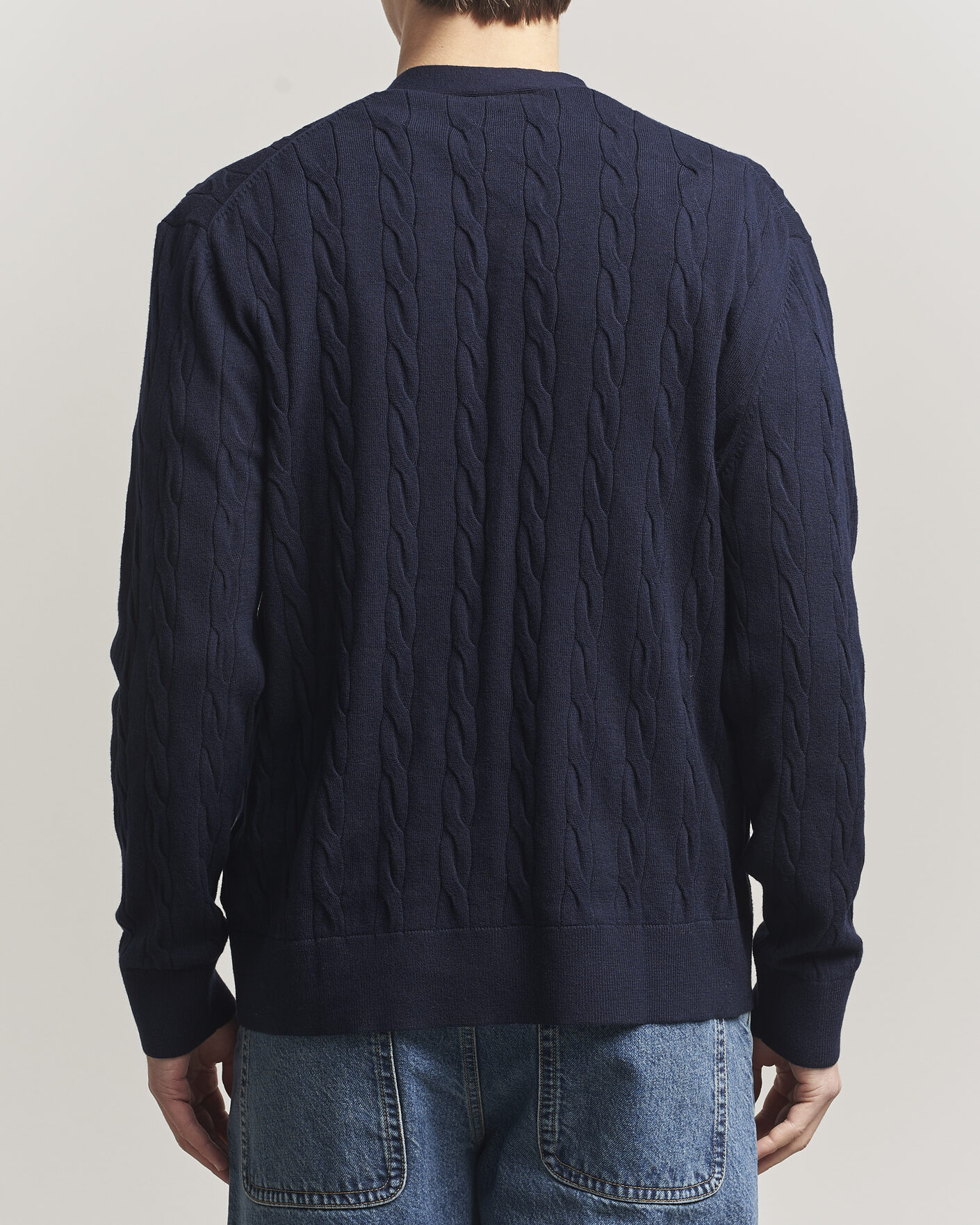 Herren | Pullover | Filippa K | Cotton/Merino Cable Cardigan Navy