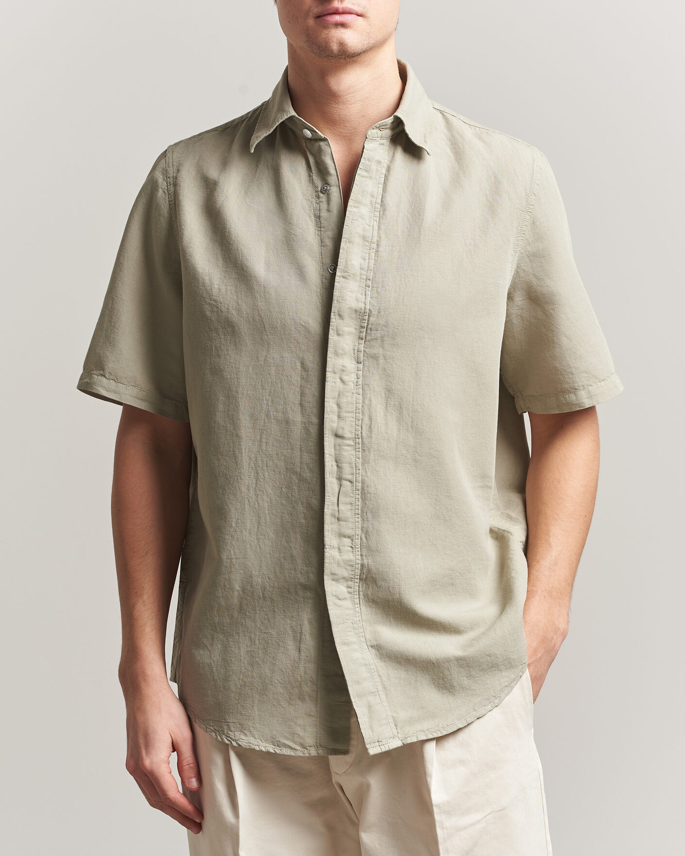 Herren | Hemden | Filippa K | Cotton/Linen Short Sleeve Shirt Light Green