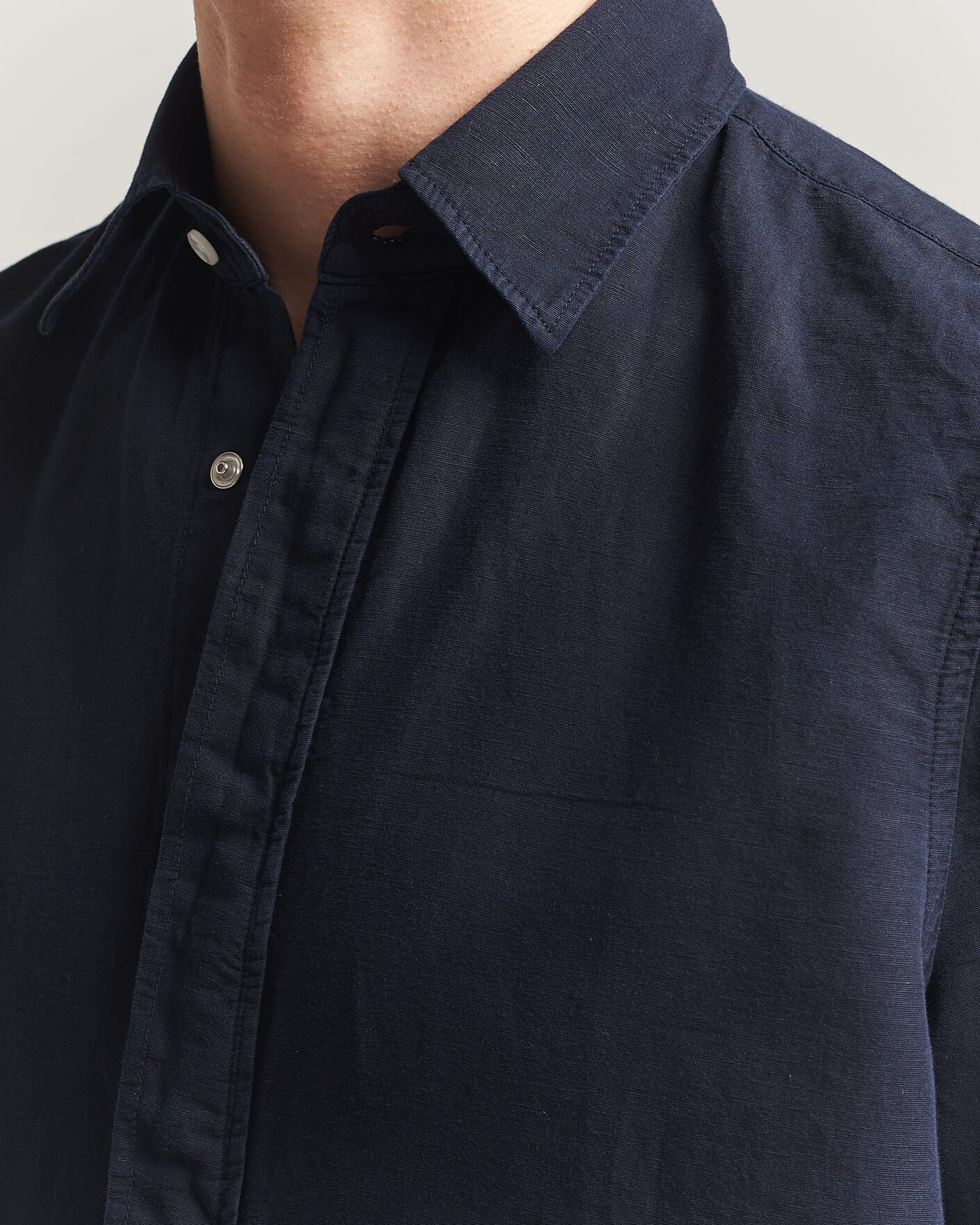 Herren | Hemden | Filippa K | Cotton/Linen Short Sleeve Shirt Navy