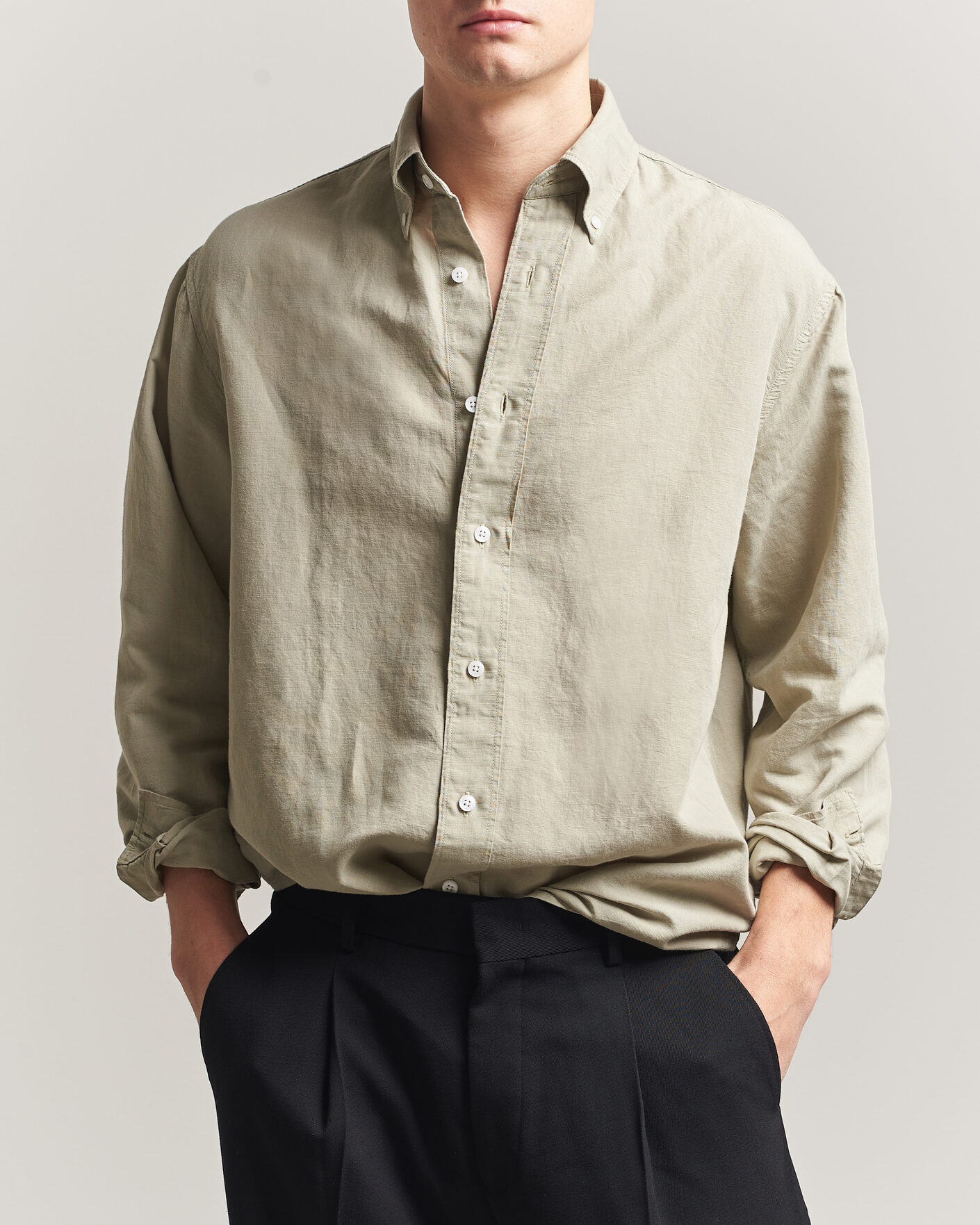Herren | Hemden | Filippa K | Relaxed Cotton/Linen Shirt Light Green