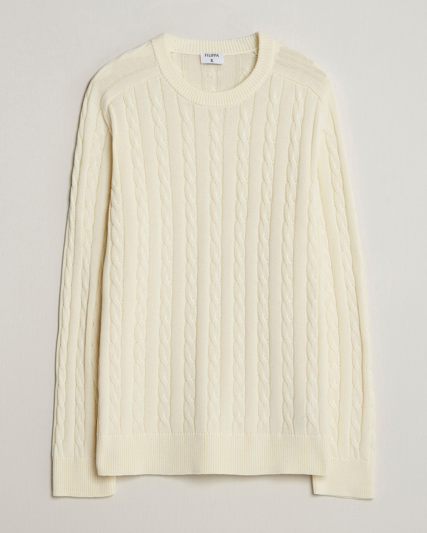 Herren | Pullover | Filippa K | Cotton Cable Crew Neck Sweater Calico White