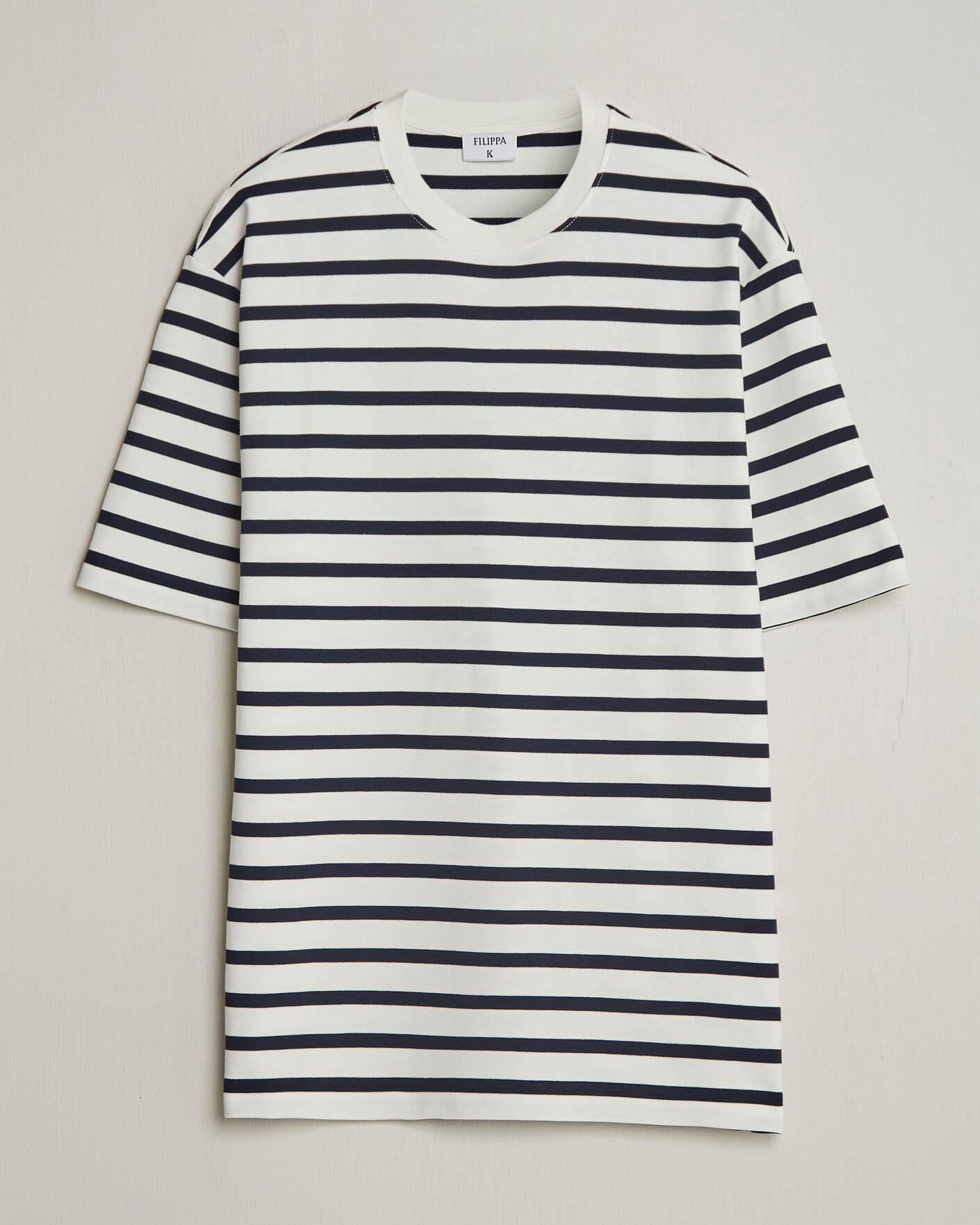 Herren | T-Shirts | Filippa K | Striped Crew Neck T-Shirt White/Navy
