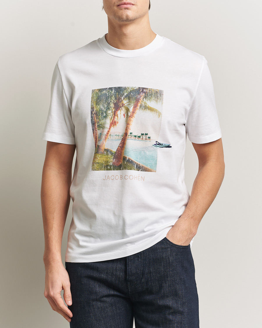 Herren | T-Shirts | Jacob Cohën | Cotton Logo T-Shirt White