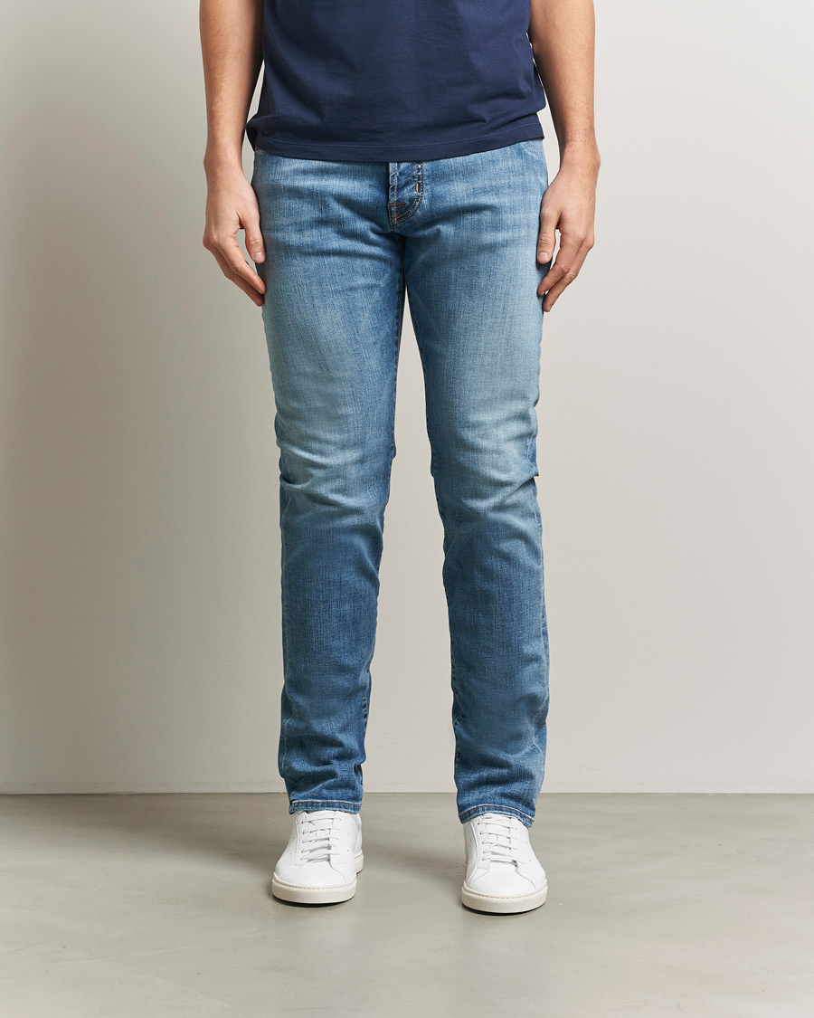 Herren | Hosen | Jacob Cohën | Bard Slim Fit Stretch Porsche Patch Jeans Mid Blue