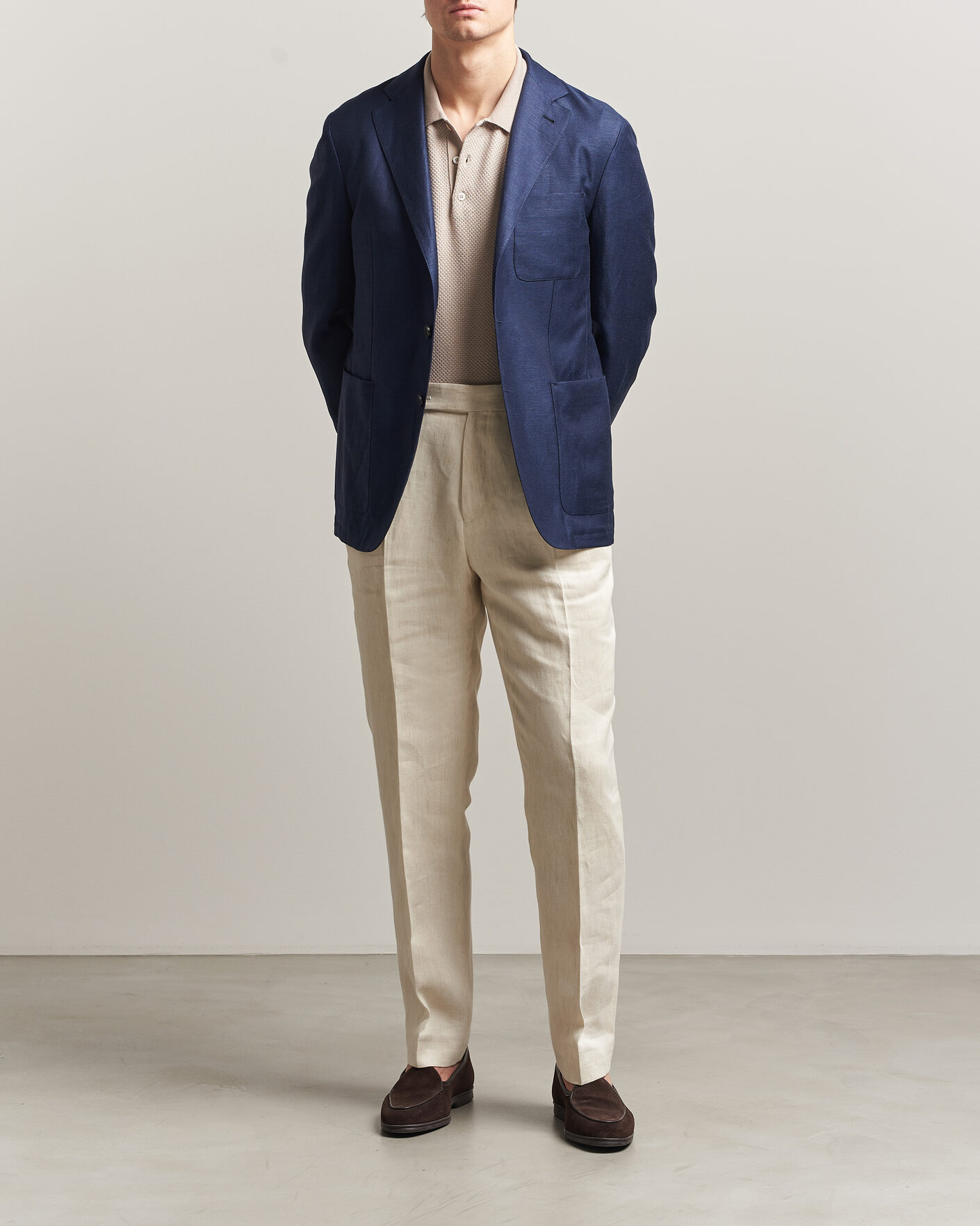 Herren | Sakkos | Canali | Unconstructed Wool/Linen Blazer Dark Blue
