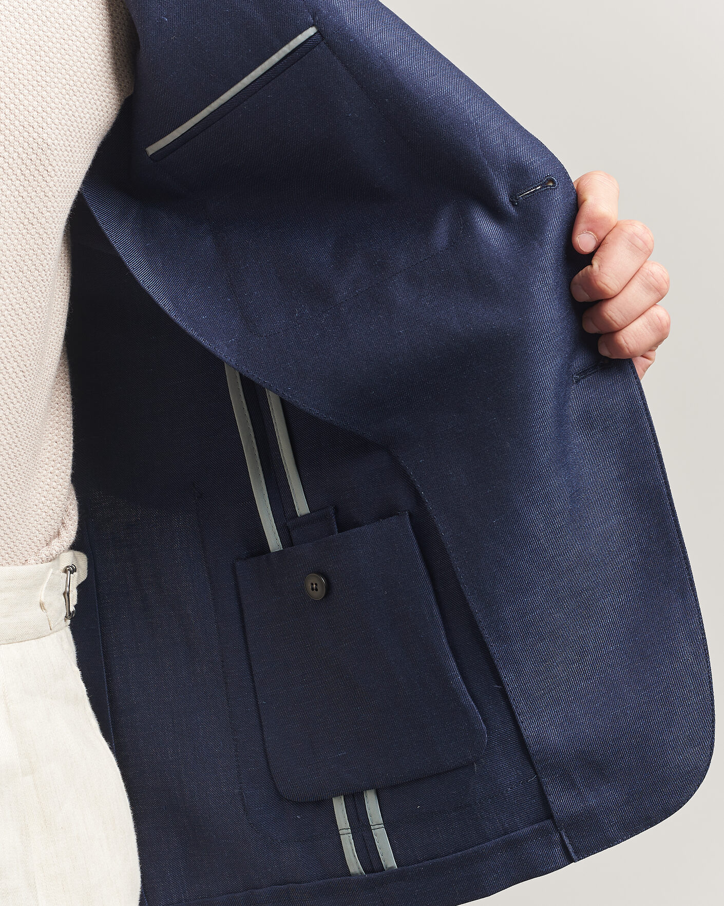 Herren | Sakkos | Canali | Unconstructed Wool/Linen Blazer Dark Blue