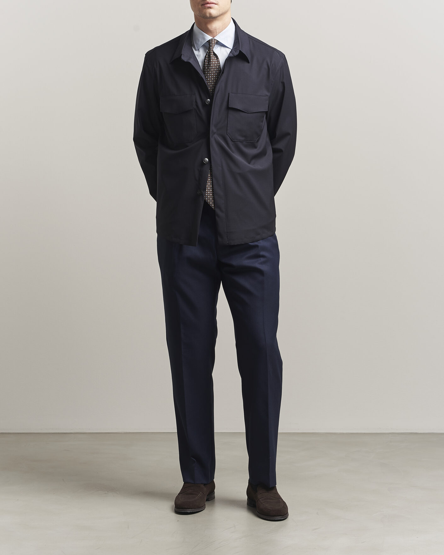 Herren | Hemden | Canali | Travel Wool Overshirt Navy