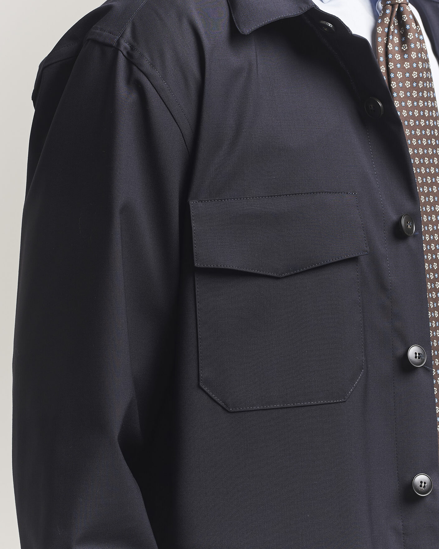 Herren | Hemden | Canali | Travel Wool Overshirt Navy