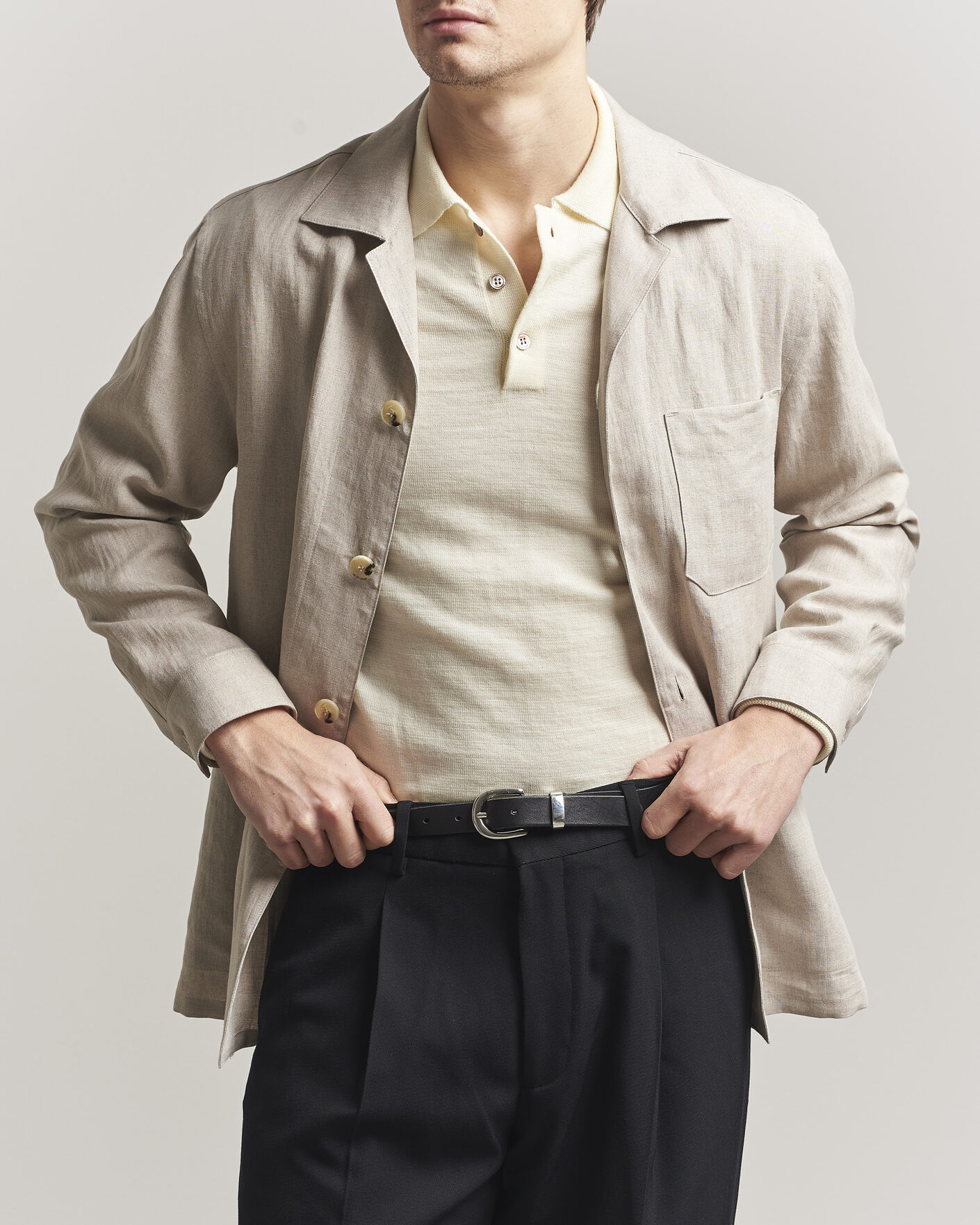 Herren | Hemden | Canali | Linen Shirt Jacket Beige