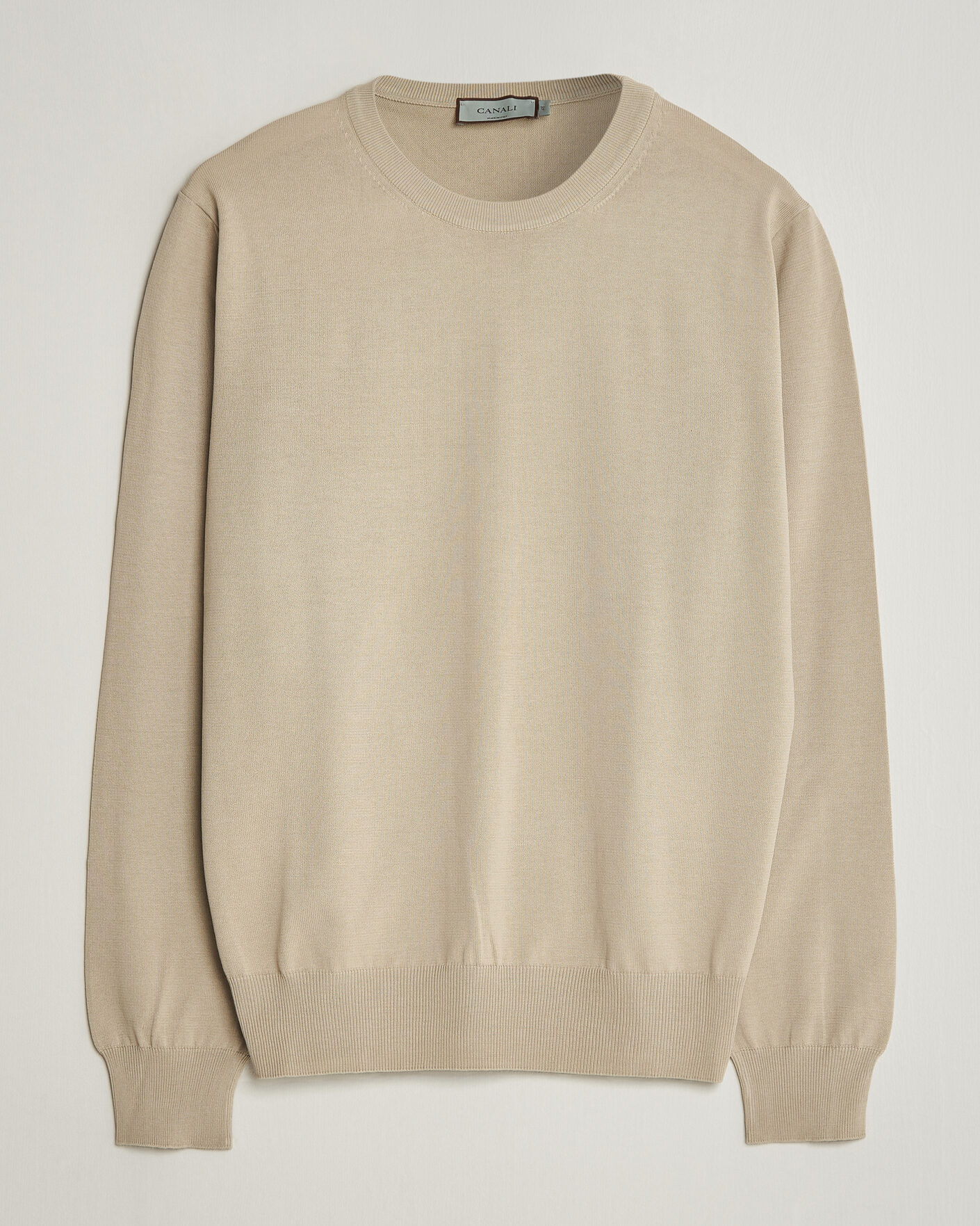 Herren | Pullover | Canali | Cotton Crew Neck Pullover Beige